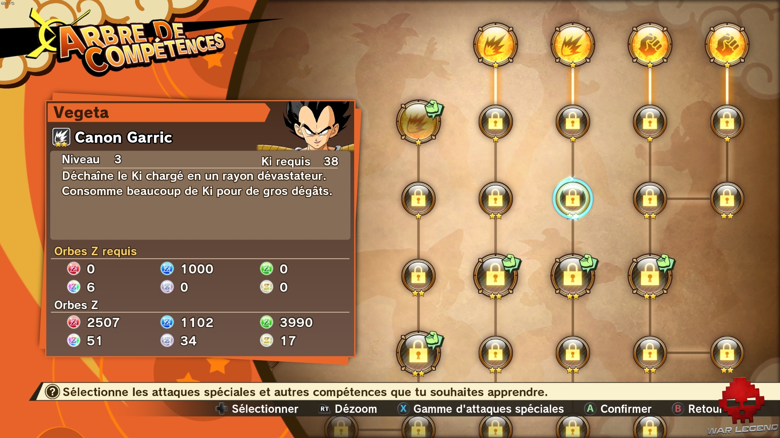 dbz kakarot arbres de compétences