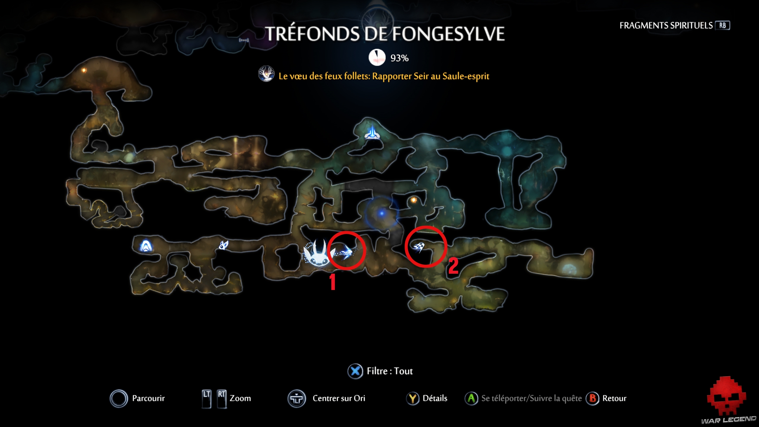 WL guide Ori and the will of the wisps map epreuve fongesylve