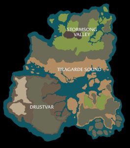 La carte de Kul Tiras, nouvelle zone de l'extension Battle for Azeroth