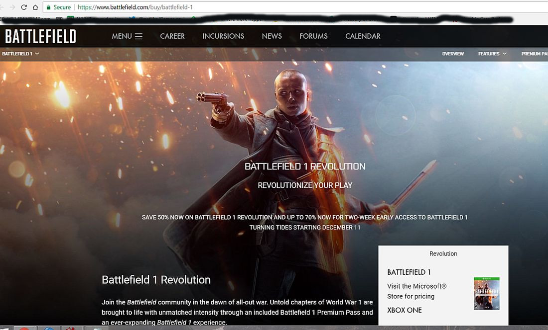 battlefield 1 turning tides logo, photo d'écran du site officiel mentionnant la date de sortie