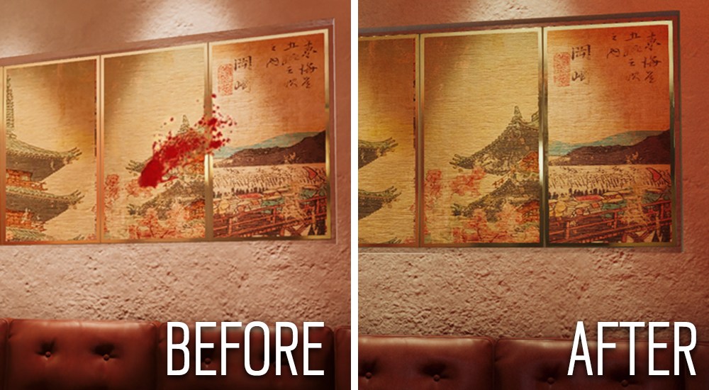 trâce de sang de Rainbow Six: Siege avant et après censure