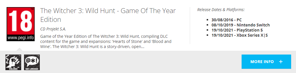Fiche The Witcher 3: Wild Hunt PS5 et Xbox Series