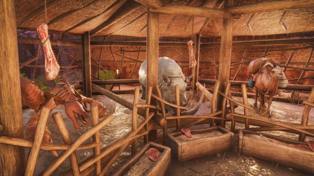 des animaux dans un enclos de Conan Exiles