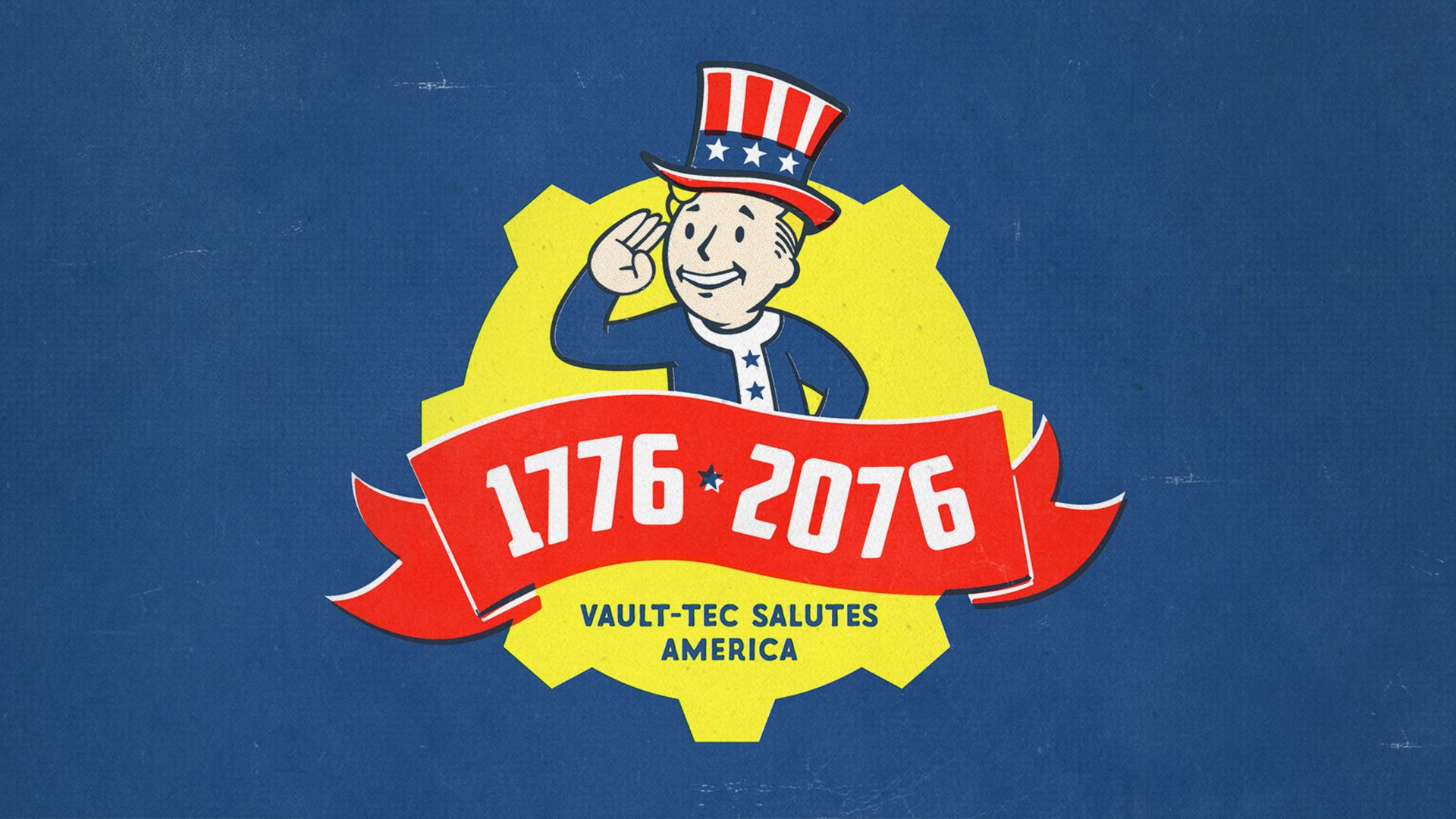 Le Vault Boy avec l'inscription 1776-2076 dessous.