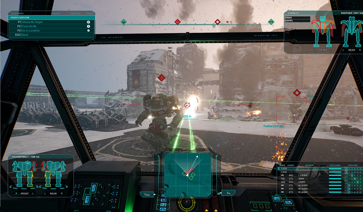 screenshot MechWarrior 5: Mercenaries vue de cockpit d'un Thunderbolt