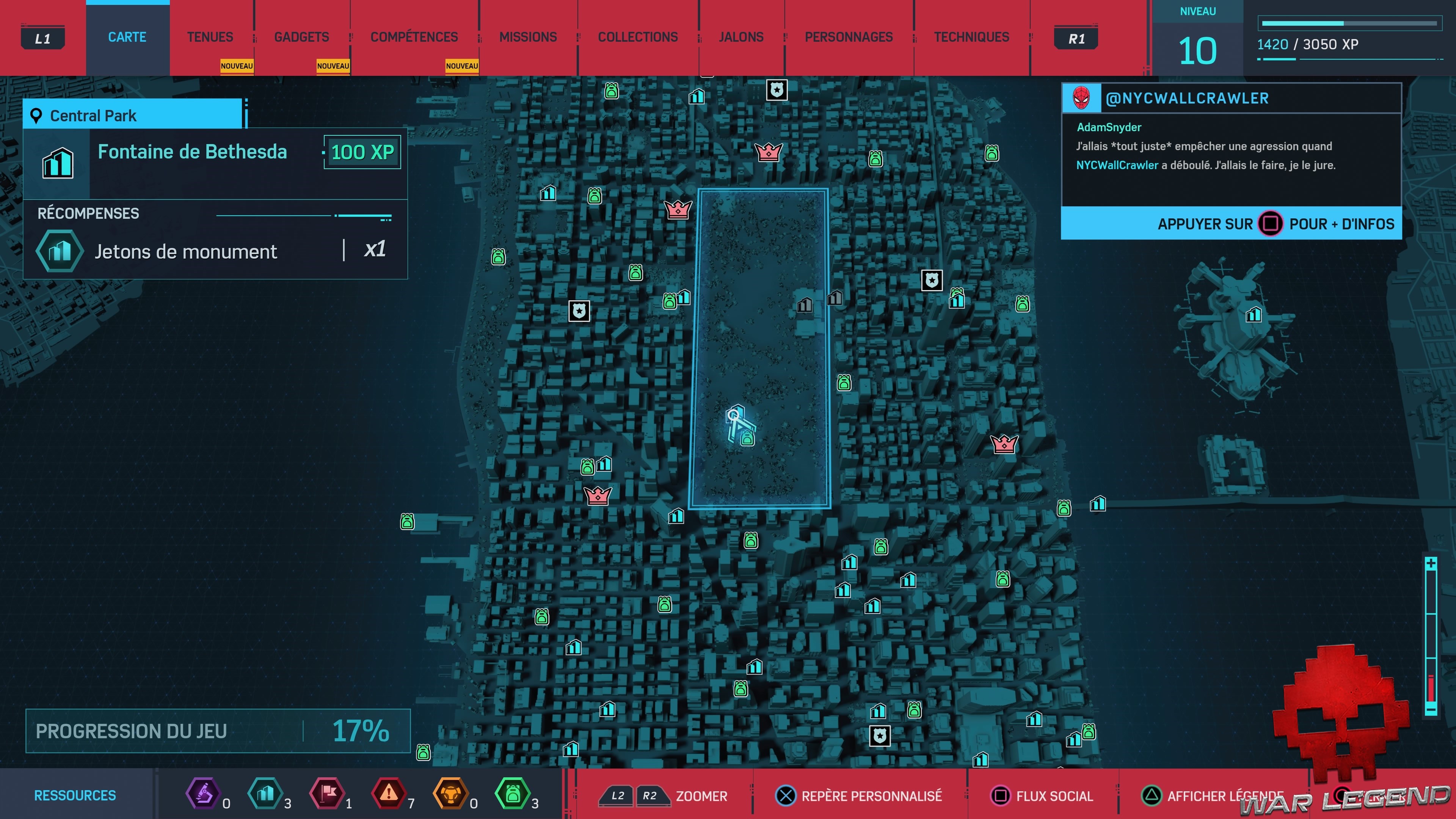 Spider-Man Monuments Central Park Fontaine de Bethesda carte 