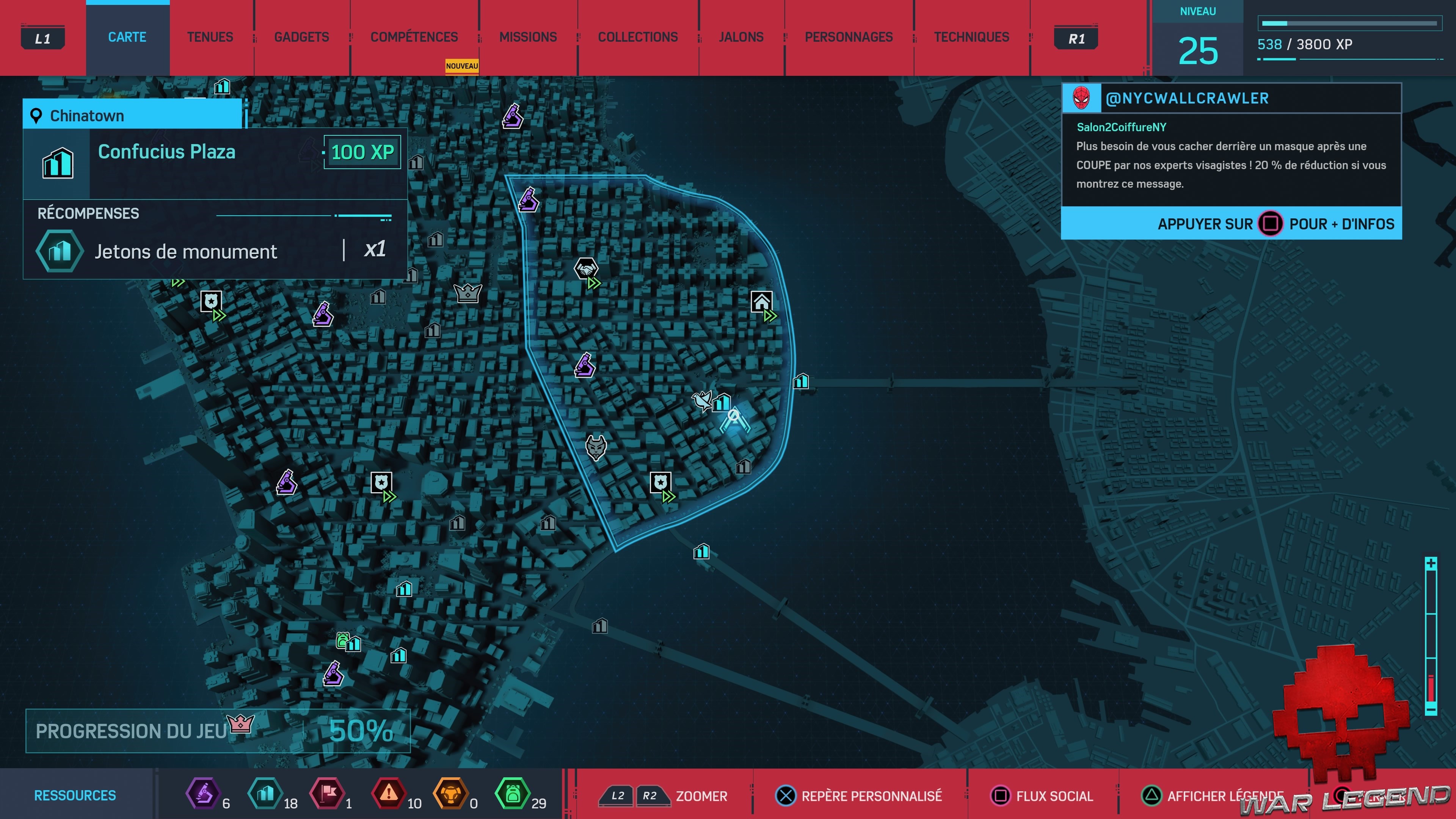 Spider-Man monuments carte Confucius Plaza