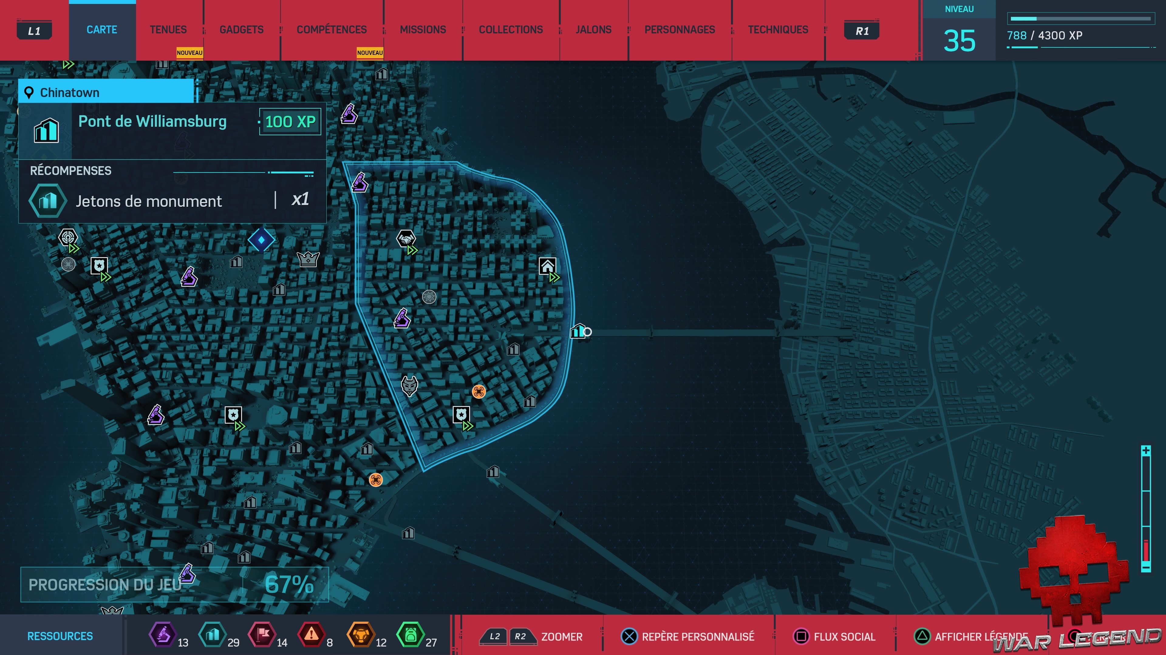 Spider-Man monuments Pont de Willamsburg carte