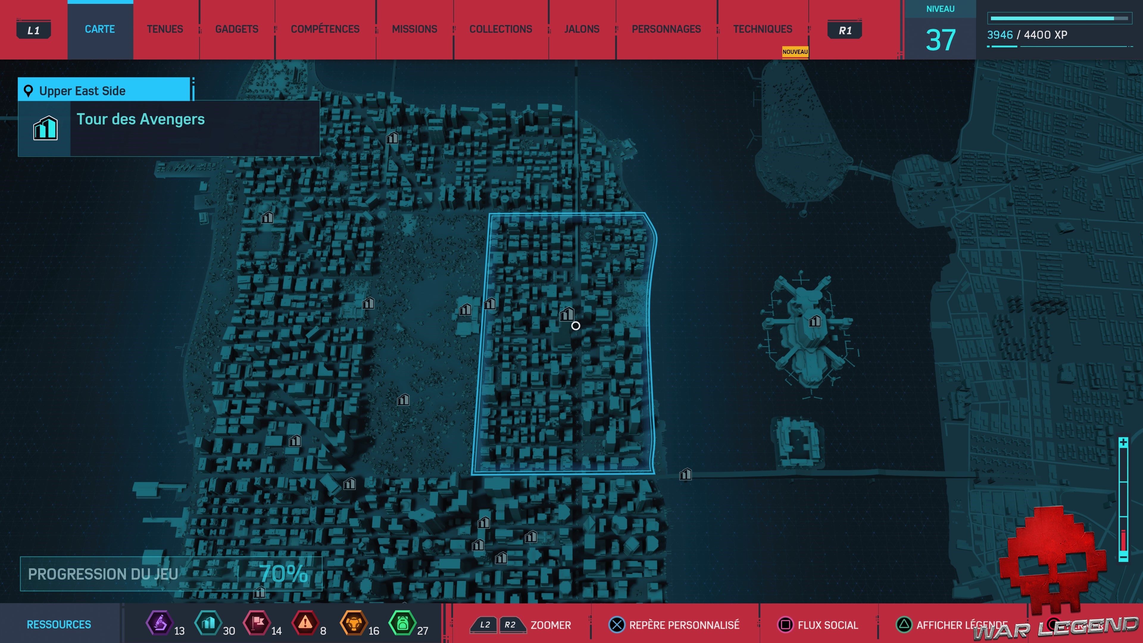 Spider-Man Monuments Upper East Side Tour des Avengers carte 