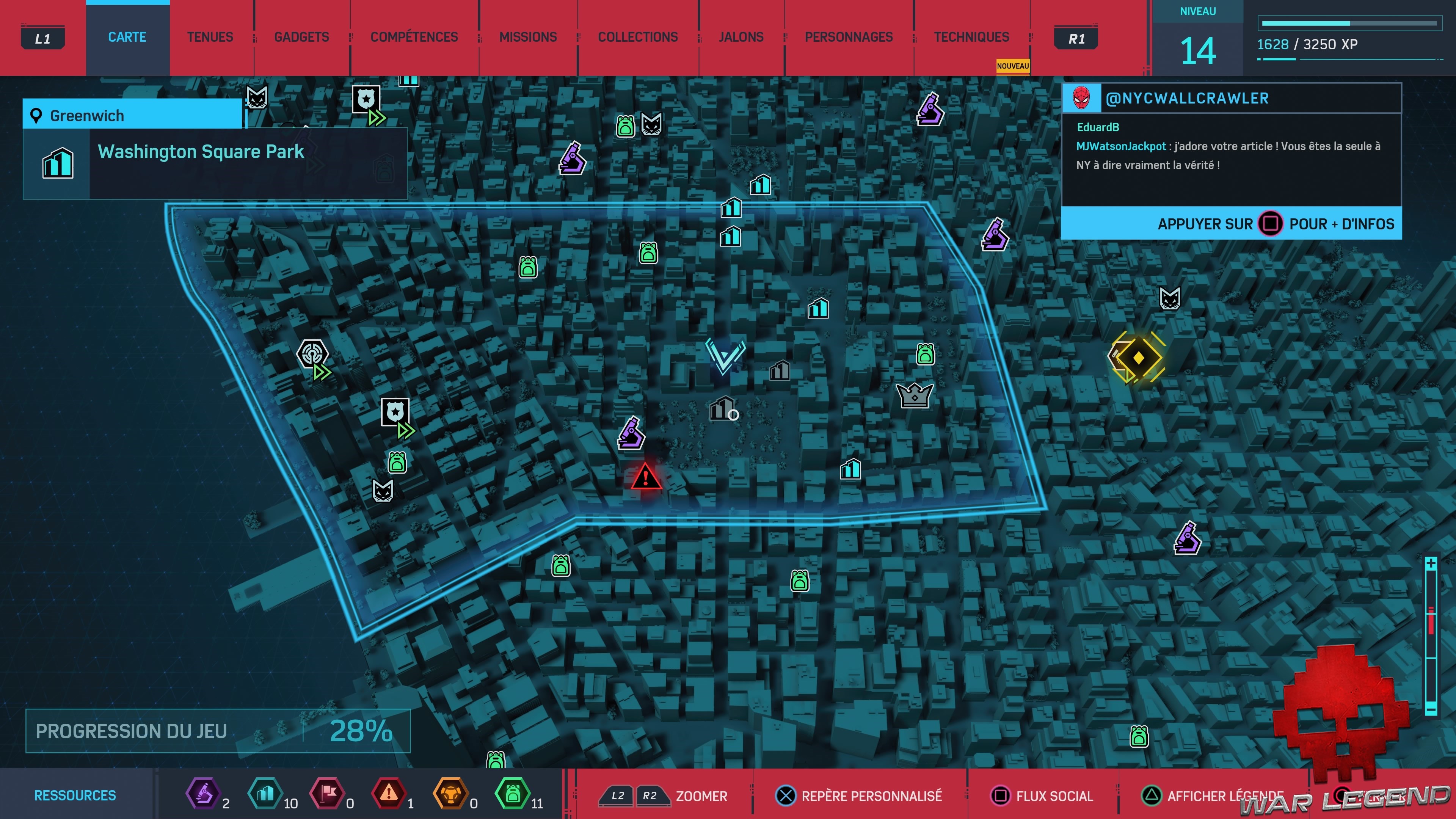 Spider-Man Monuments Washigton Square Park carte