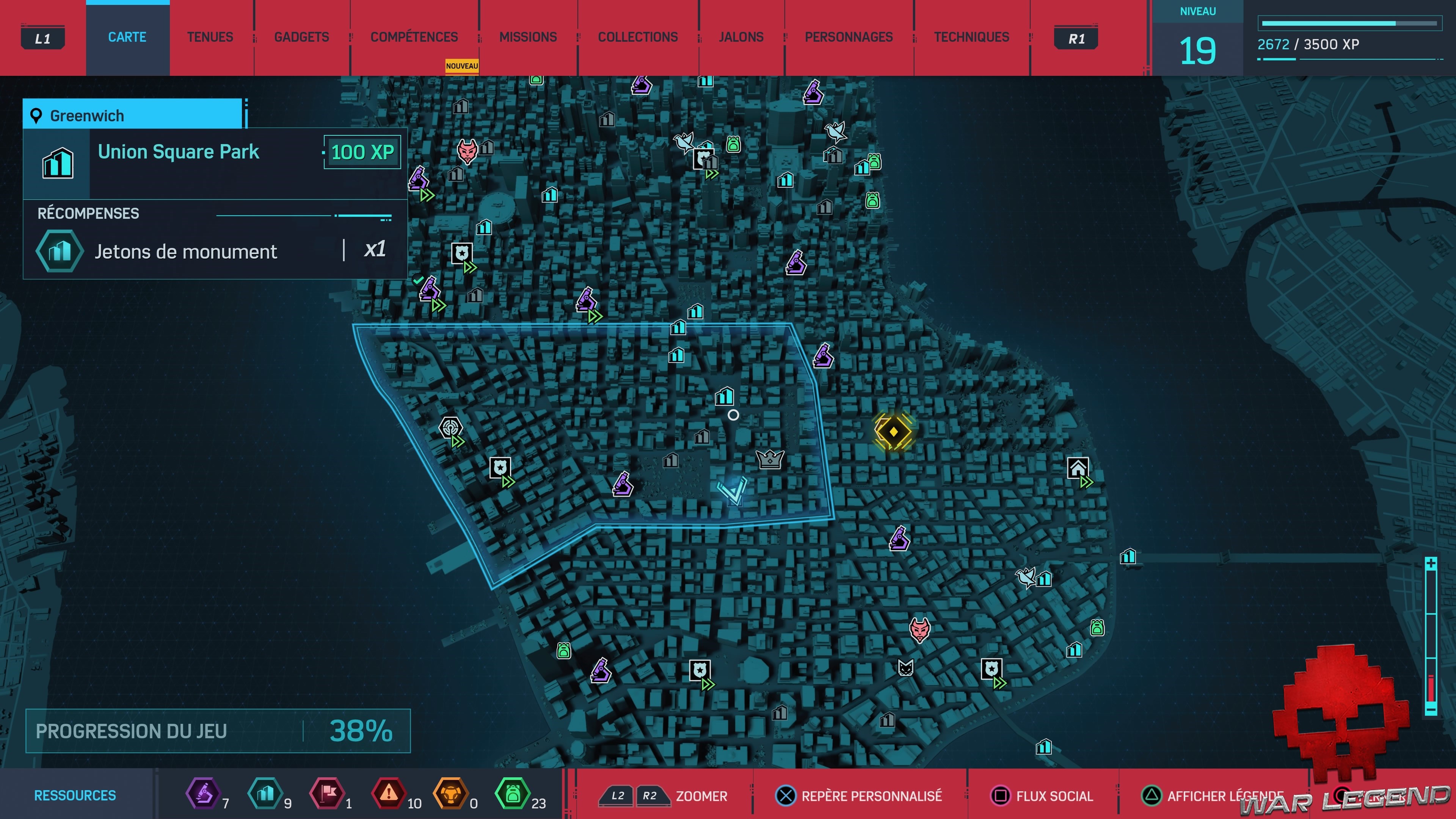 Spider-Man monuments Greenwich Union Square Park carte