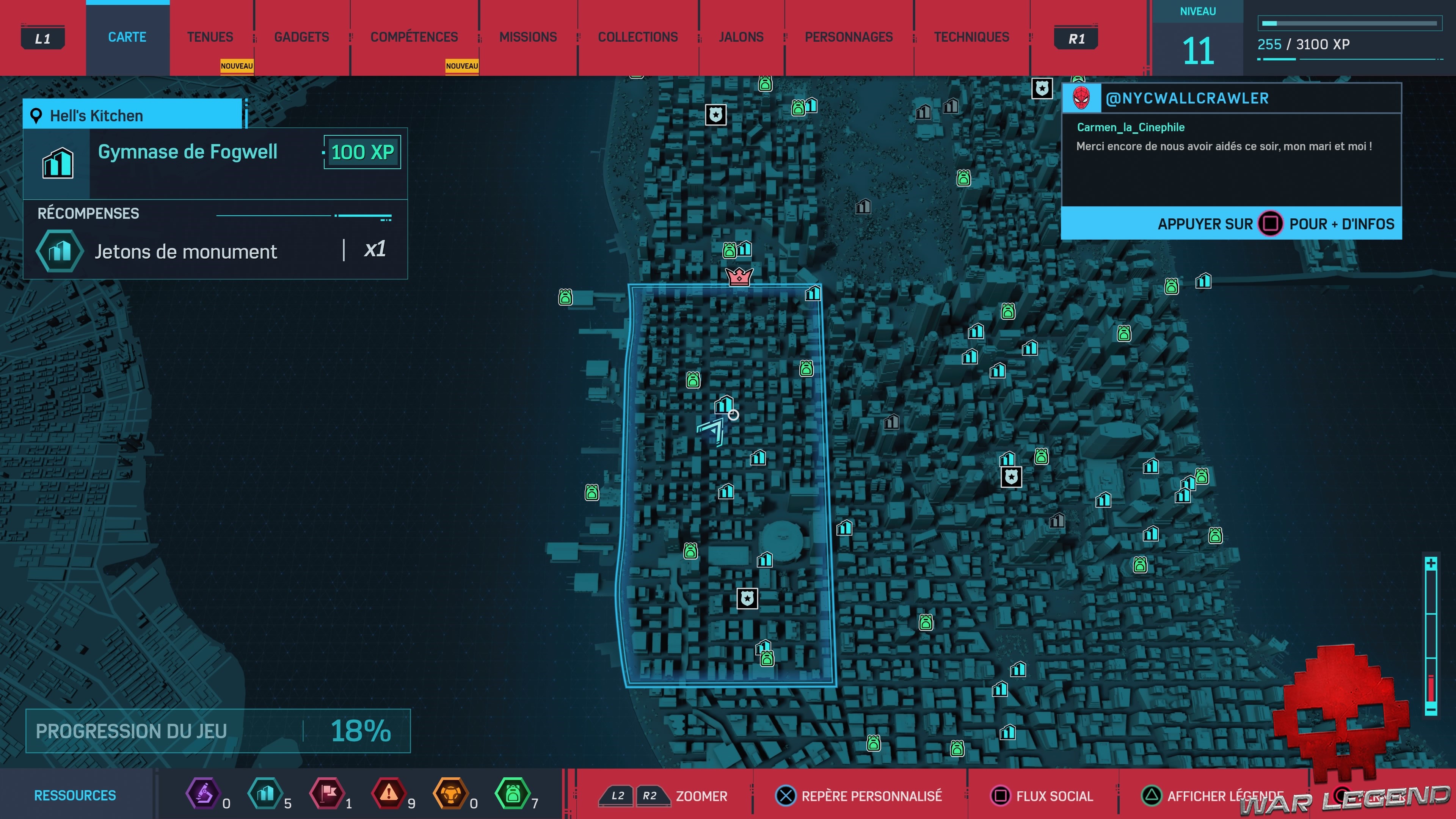 Spider-Man monuments Hell's Kitchen Gymnase de Fogwell carte 