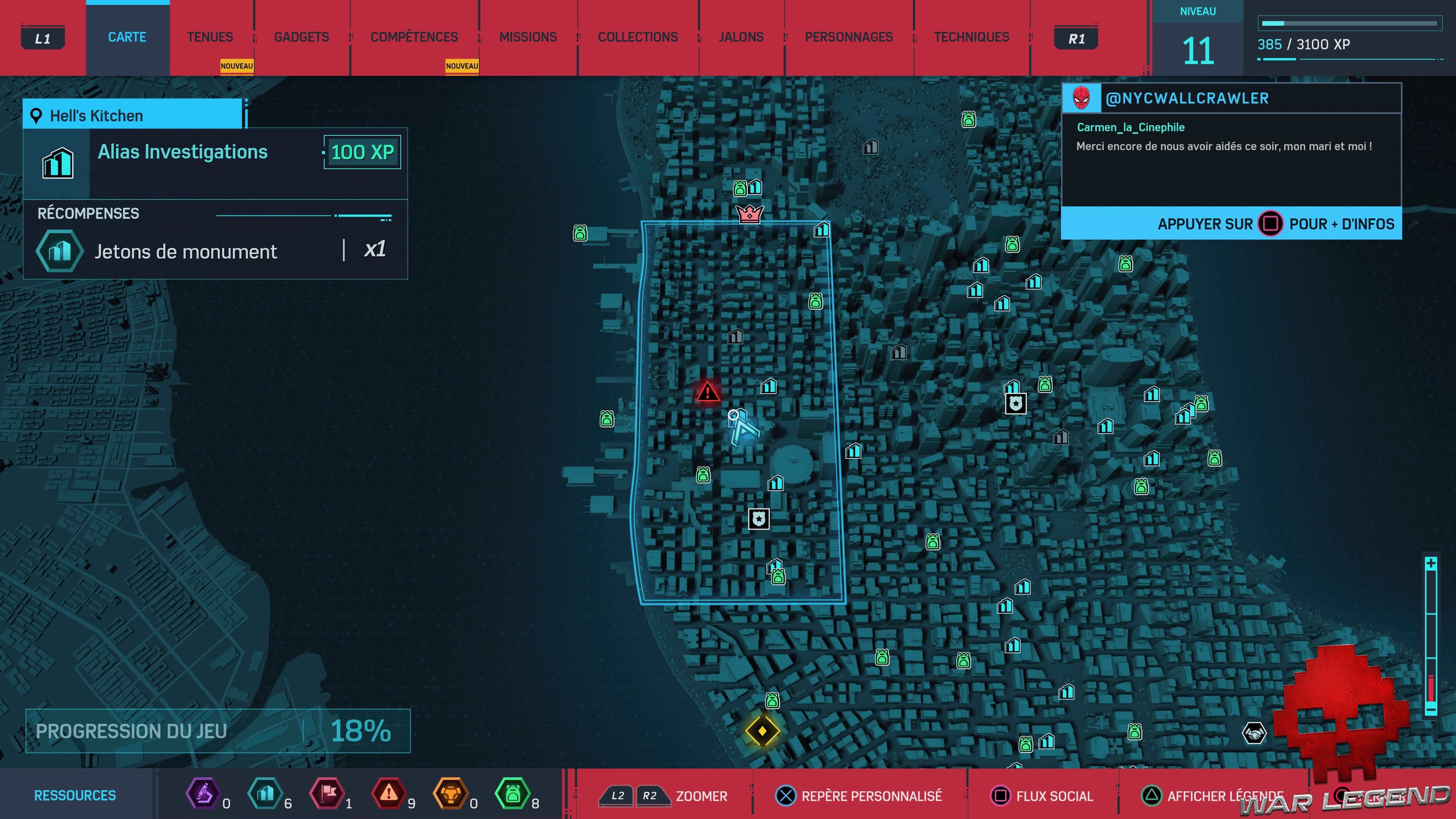Spider-Man monuments Hell's Kitchen Alias Investigations carte 