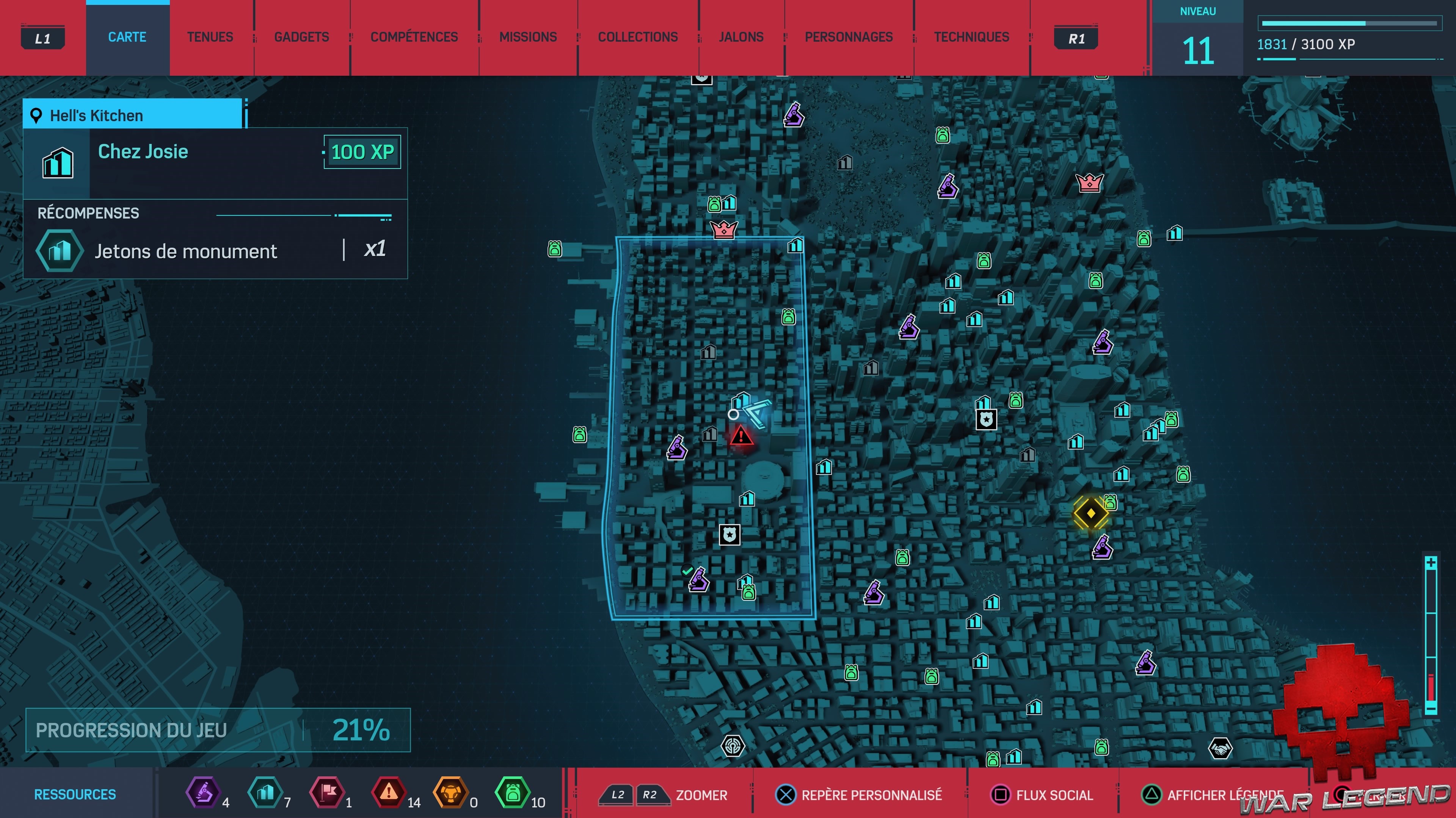 Spider-Man monuments Hell's Kitchen Chez Josie carte 