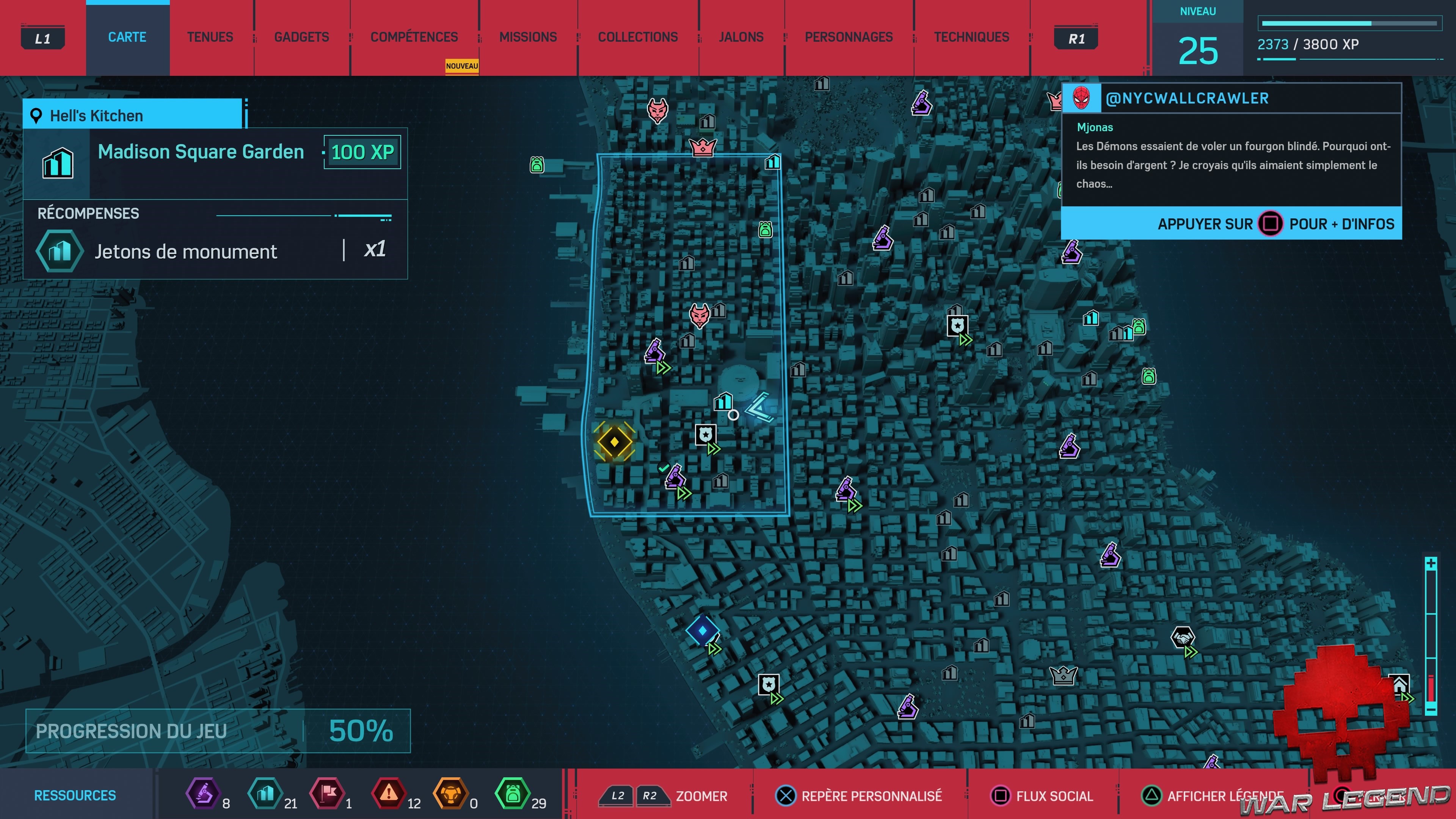 Spider-Man monuments Hell's Kitchen Madison Square Garden carte 