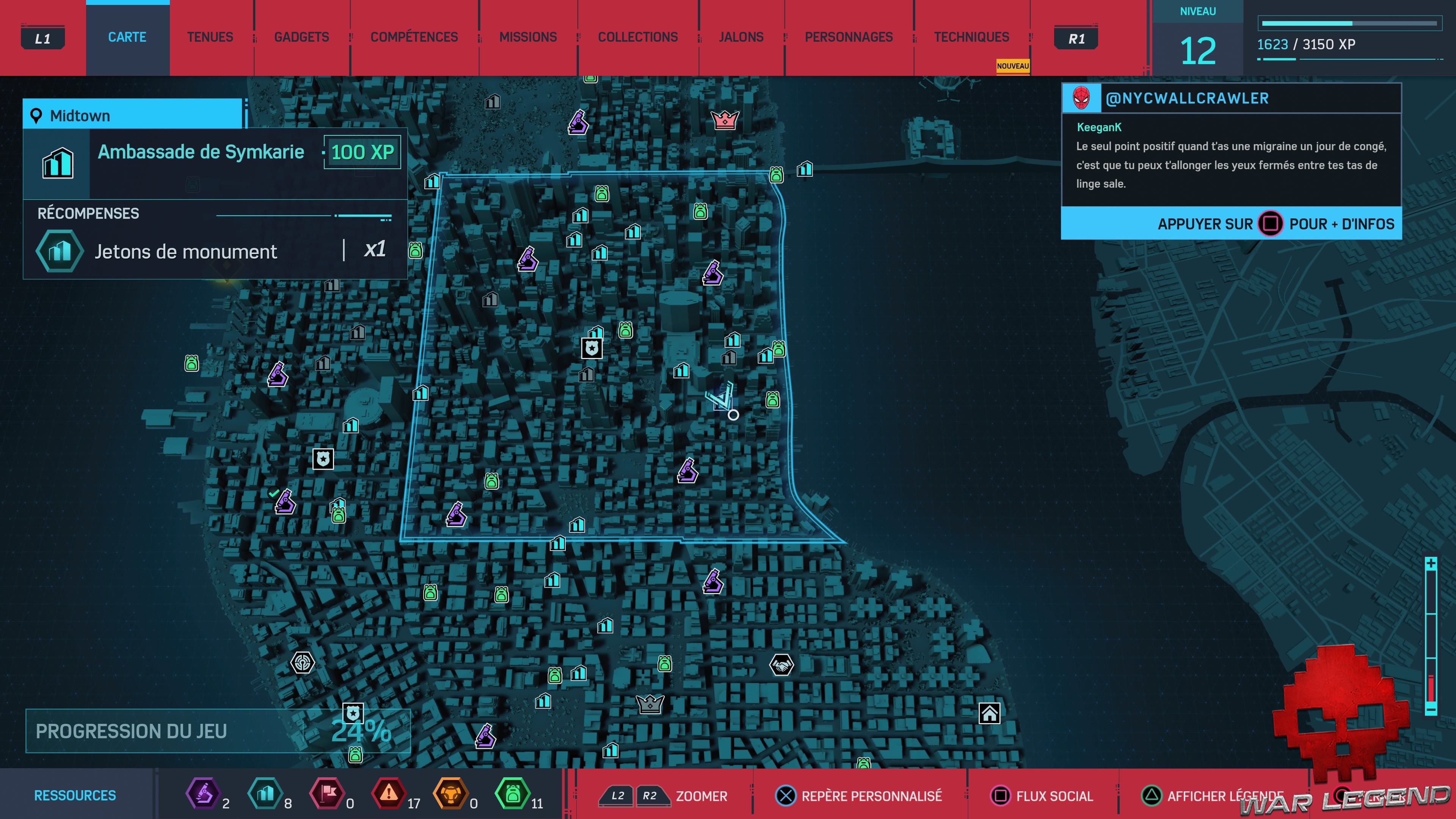 Spider-Man Monuments Midtown Ambassade de Symkarie carte