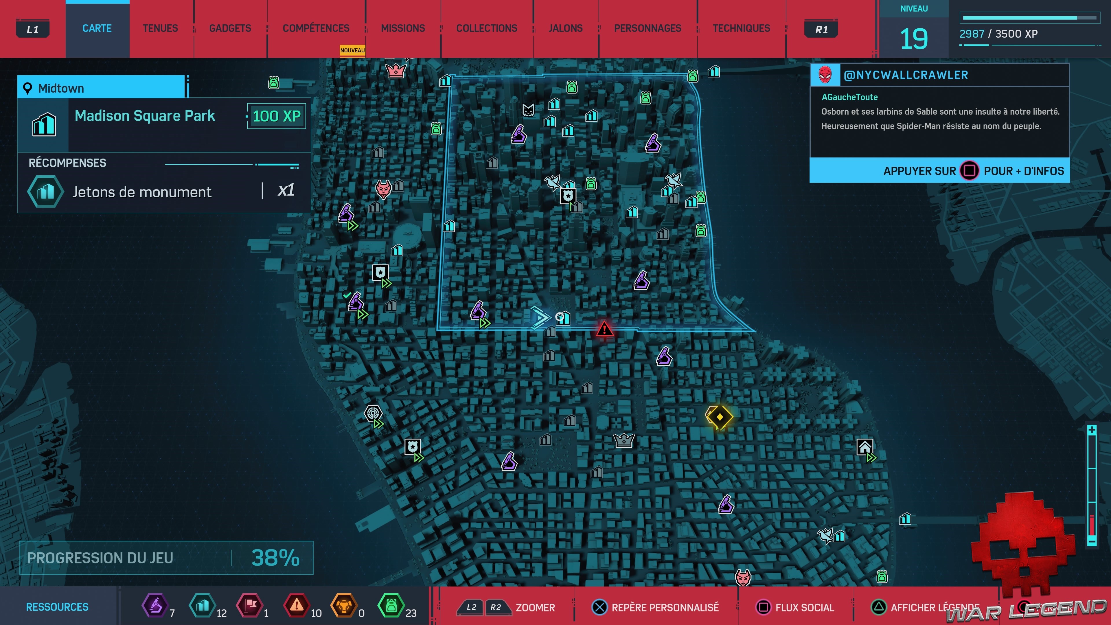 Spider-Man Monuments Midtown Madison Square Park carte