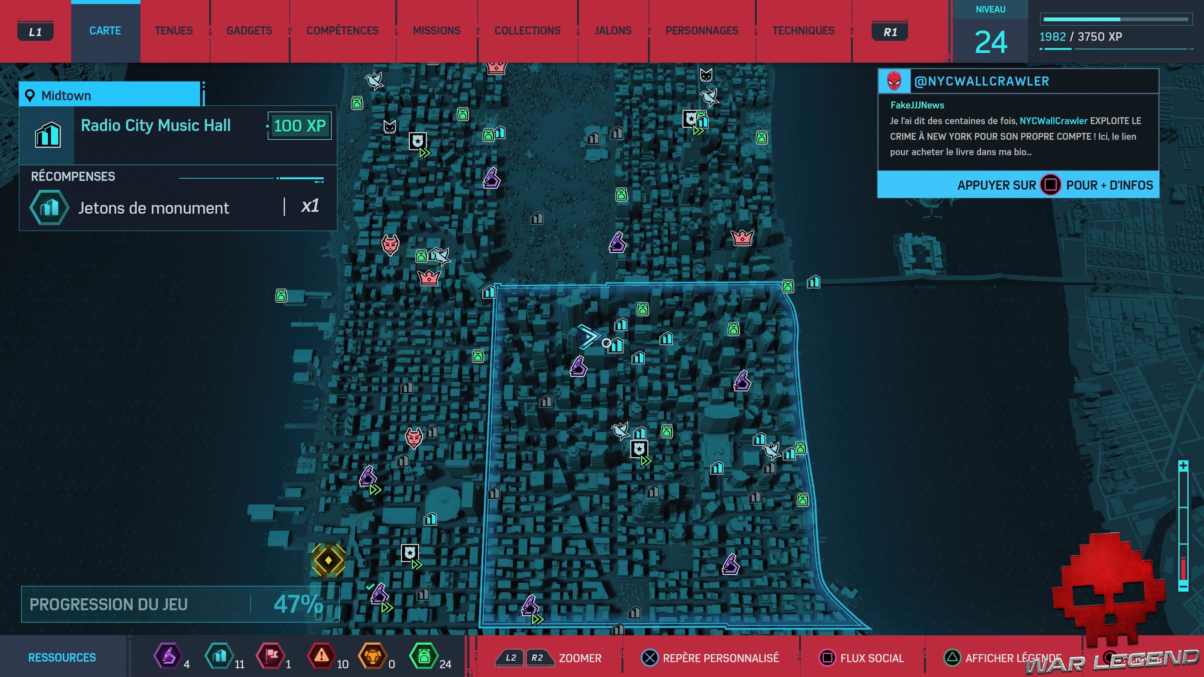 Spider-Man Monuments Midtown Radio Music City Hall carte