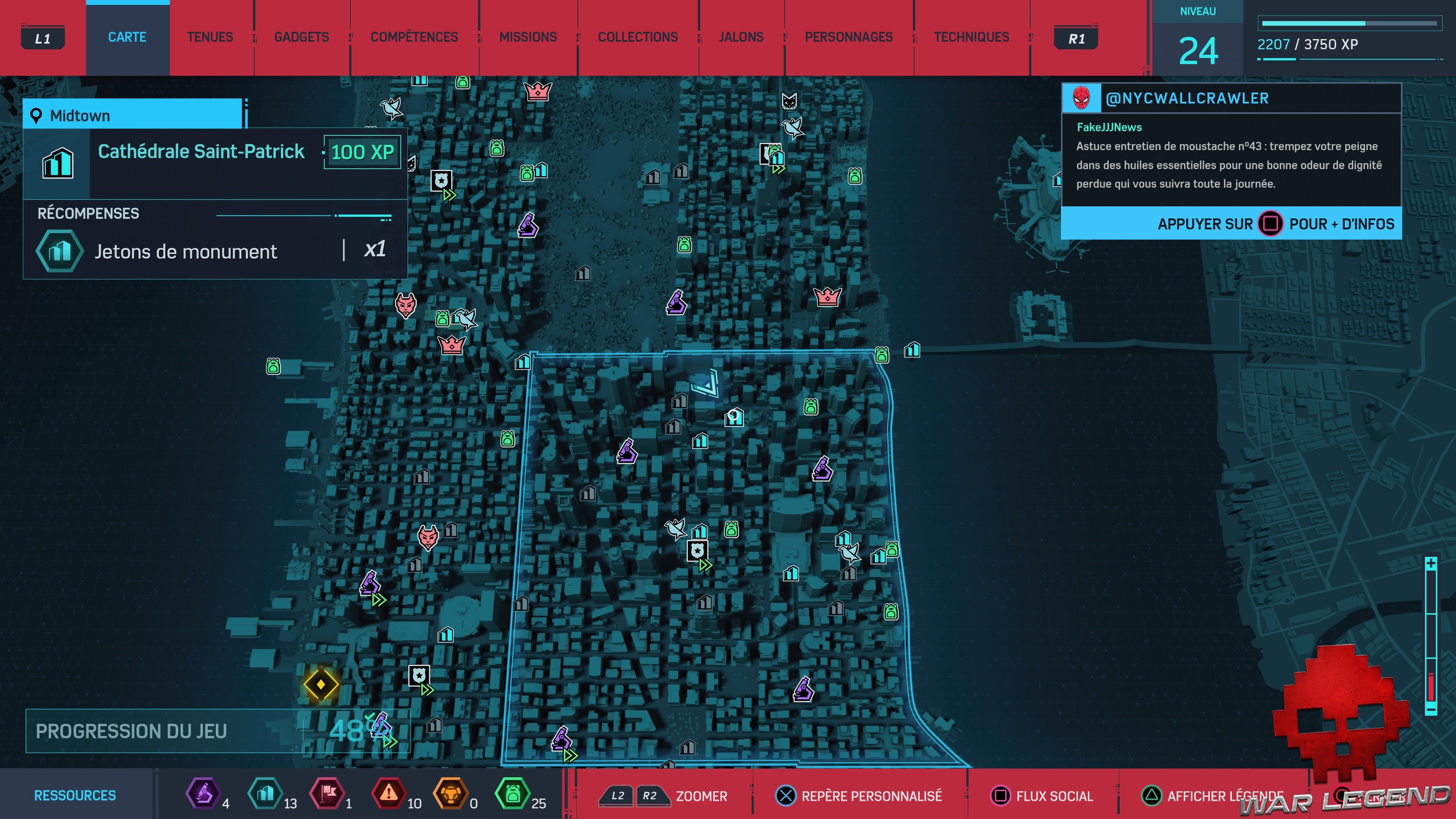 Spider-Man Monuments Midtown Cathédral Saint-Patrick carte 