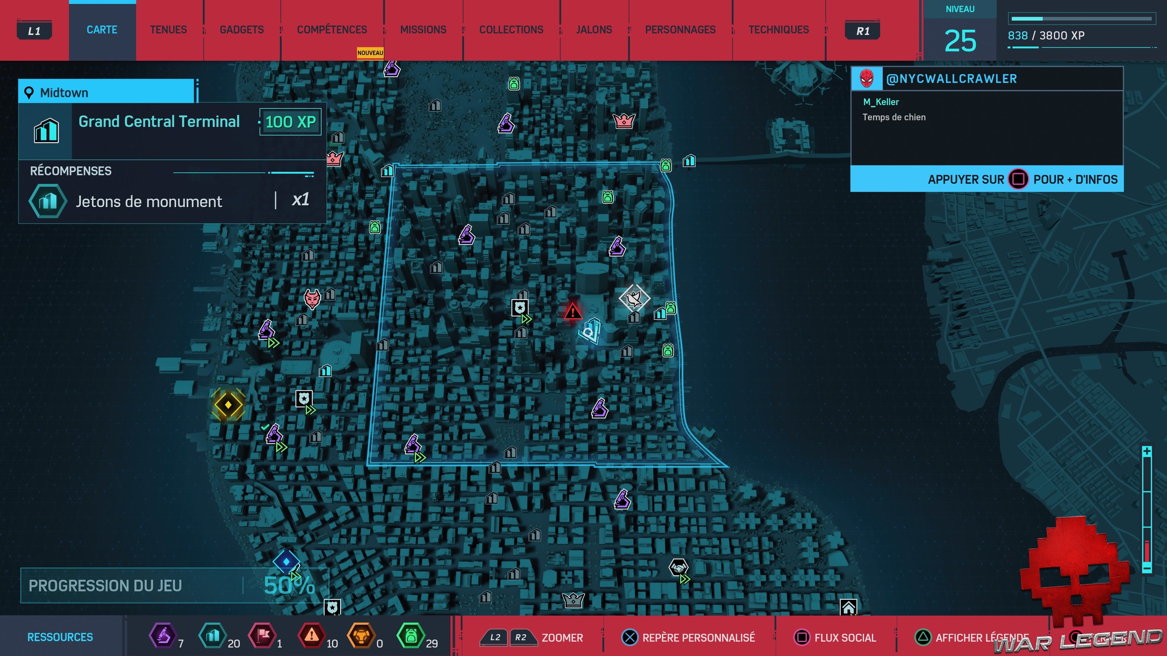 Spider-Man Monuments Midtown Grand Center Terminal carte 