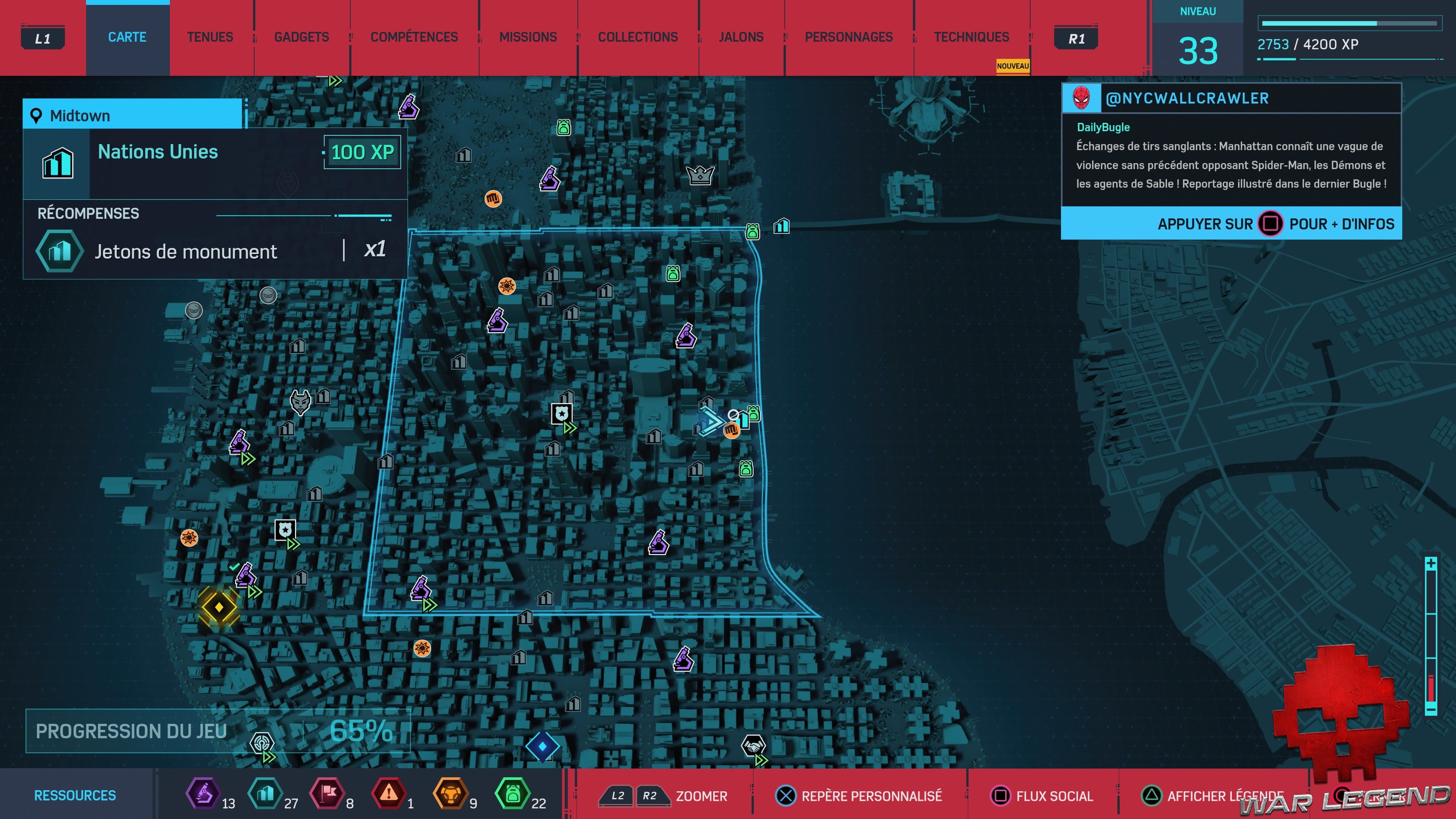 Spider-Man Monuments Midtown Nations Unies carte 