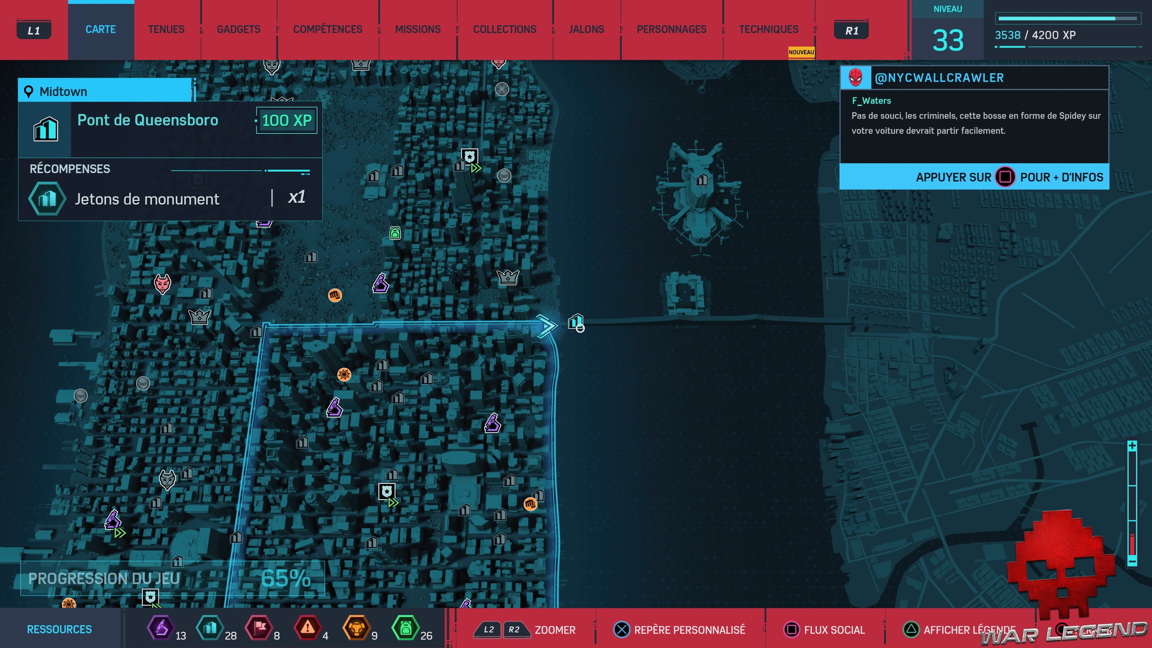 Spider-Man Monuments Midtown Pont du Queensboro carte