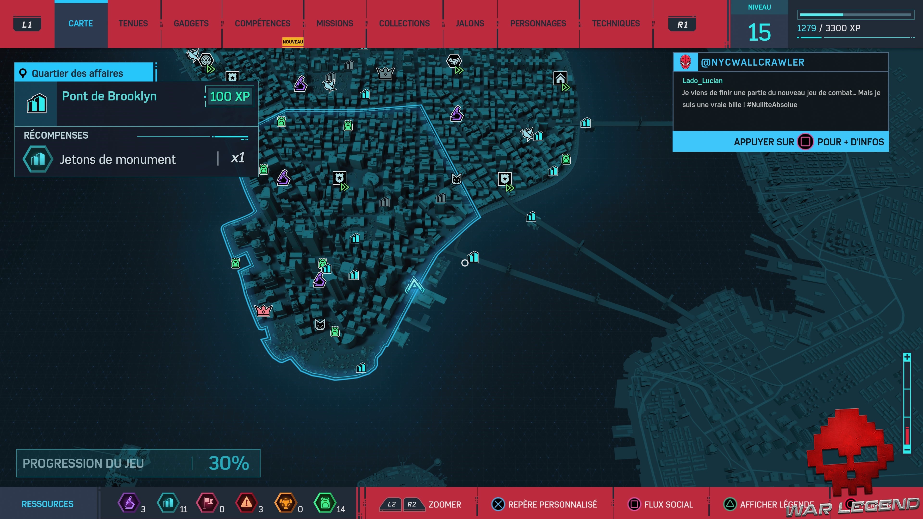 Spider-Man Monuments Quartier des affaires Pont de Brooklyn carte 