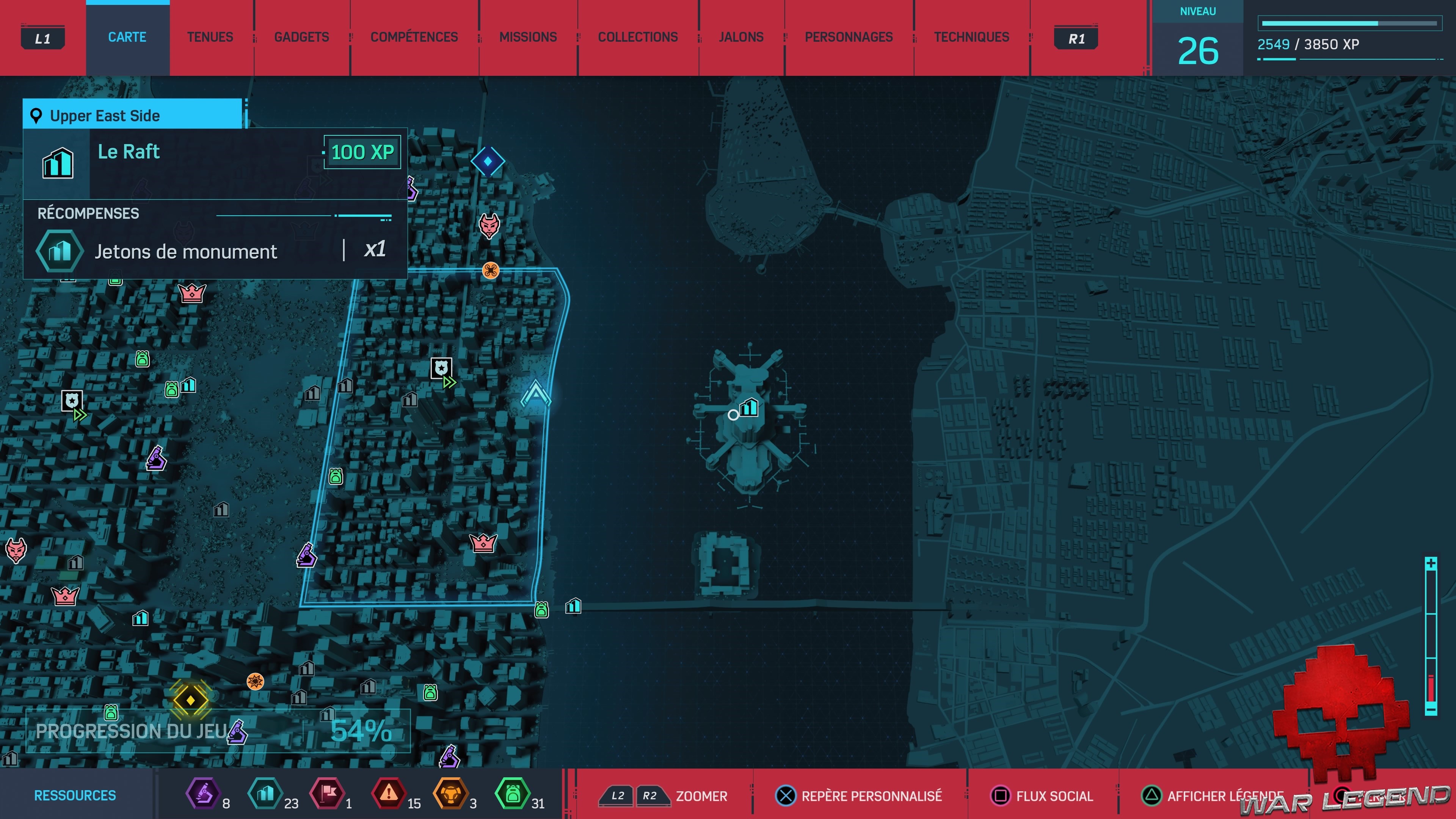 Spider-Man Monuments Upper East Side Le Raft carte 