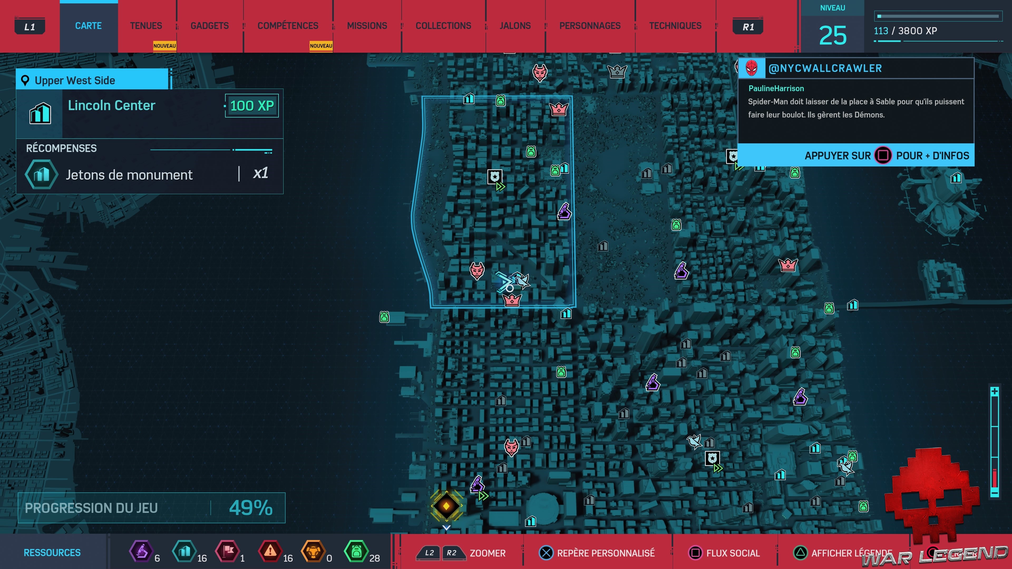 Spider-Man Monuments Upper West Side Lincoln Center carte 