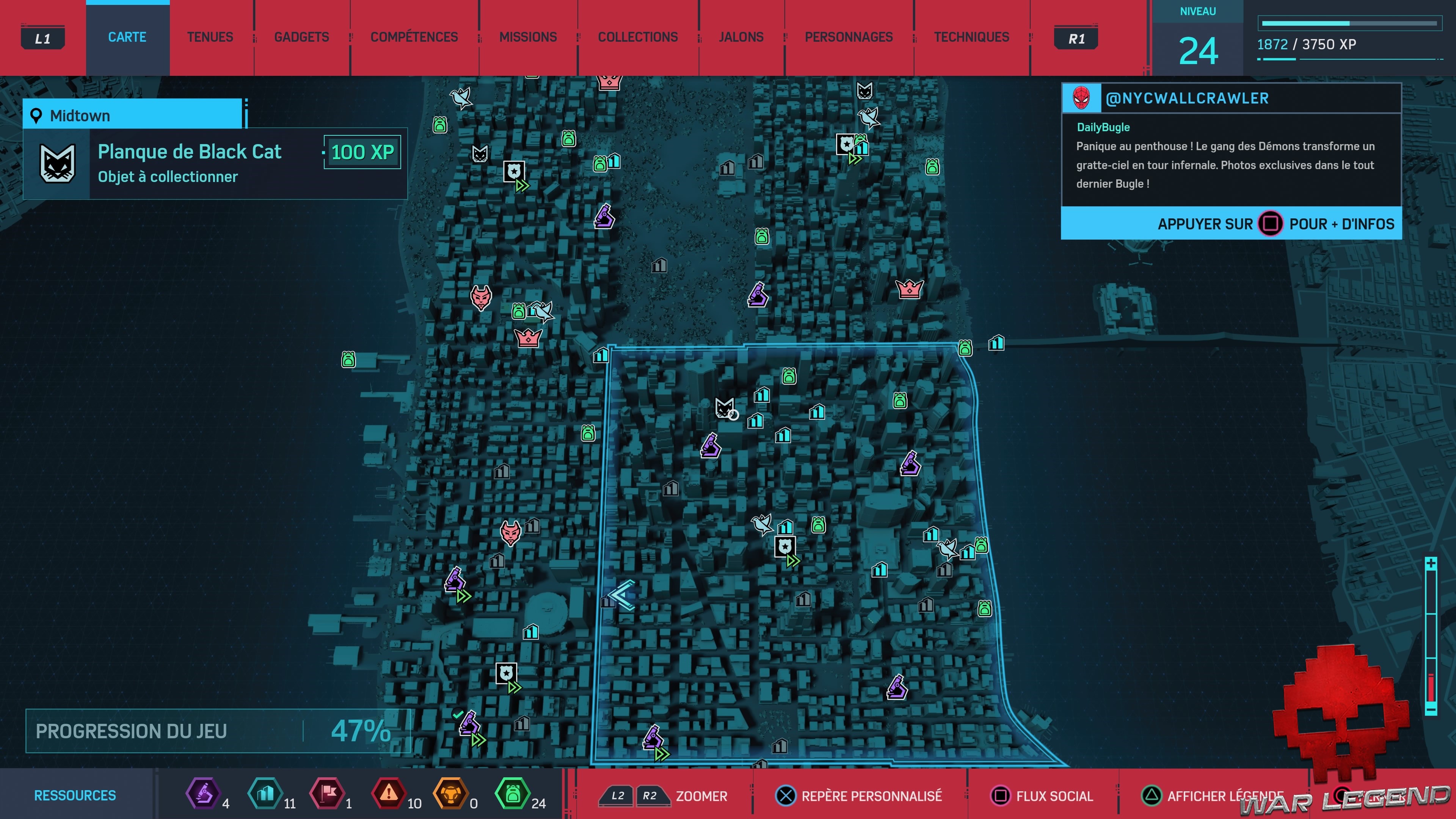 Spider-Man planques de black cat Midtown carte 2