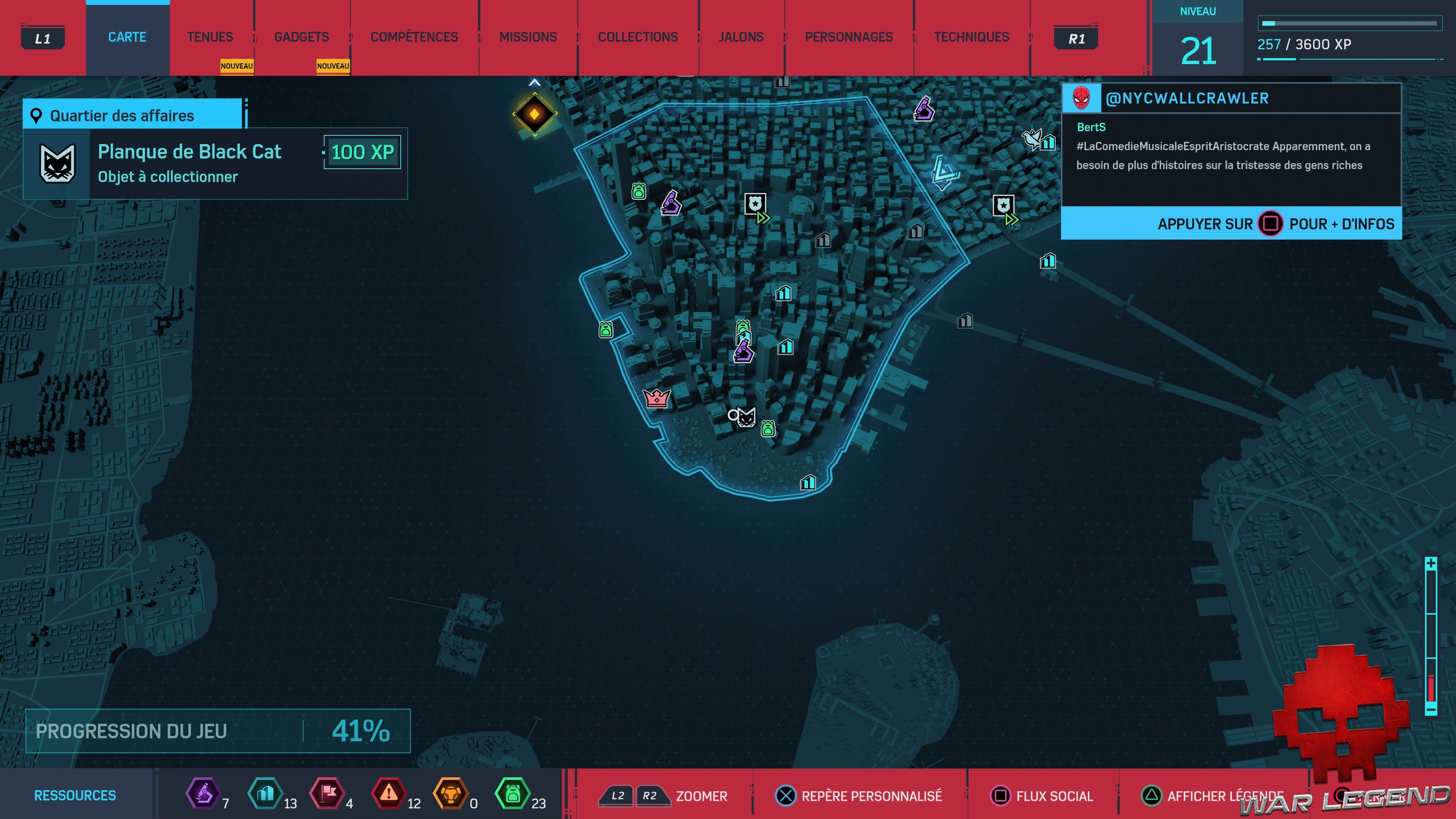 Spider-Man planques de black cat Quartier des affaires carte 