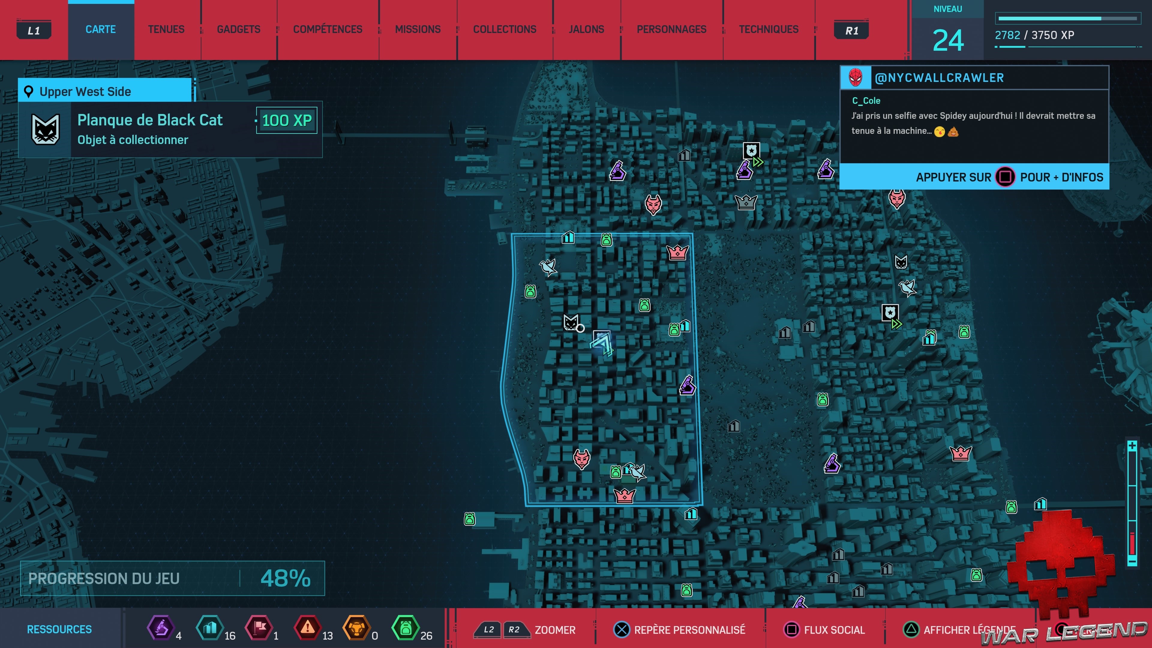 Spider-Man planques de black cat Upper West Side carte