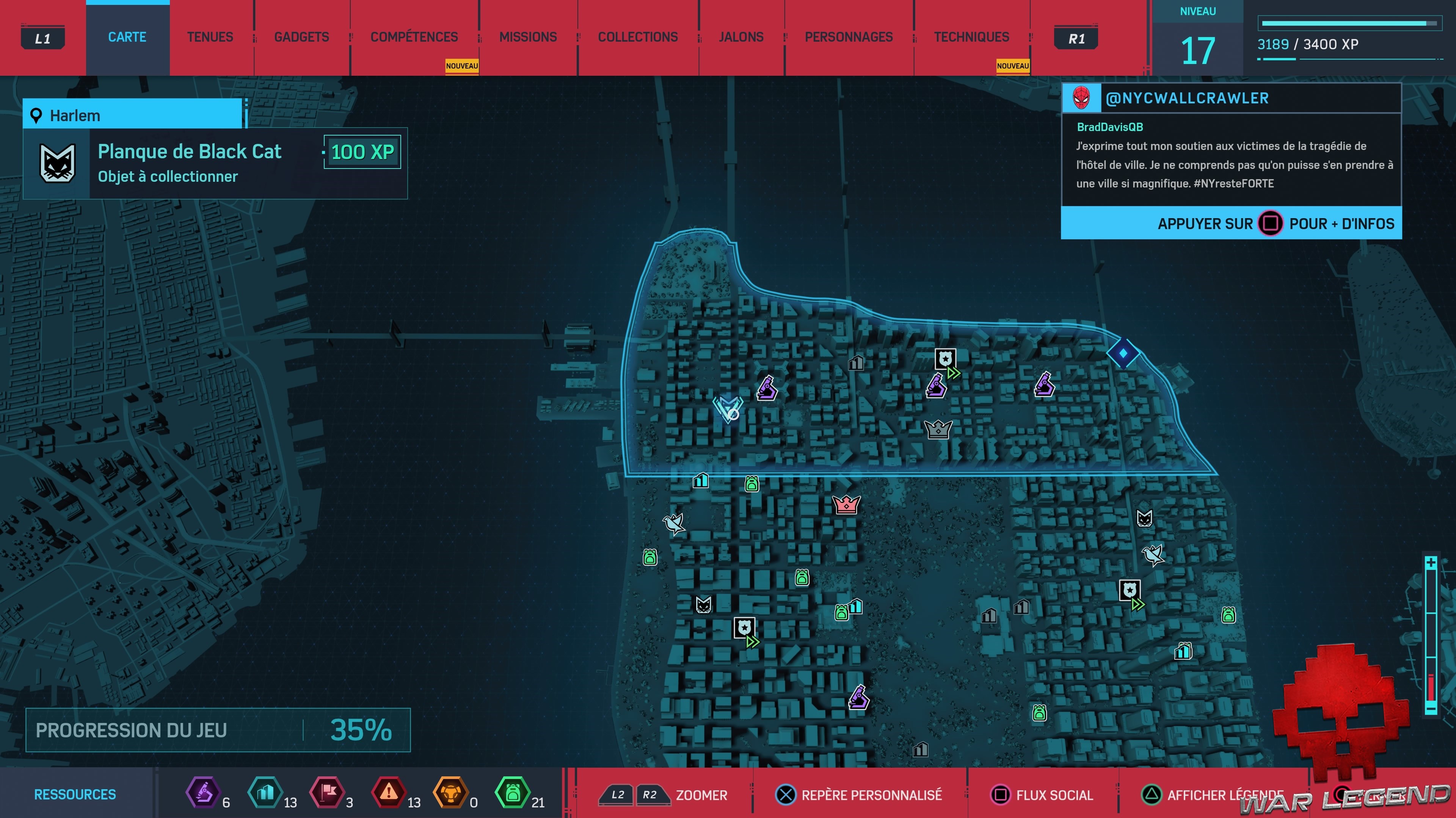 Spider-Man planques de black cat Harlem carte 