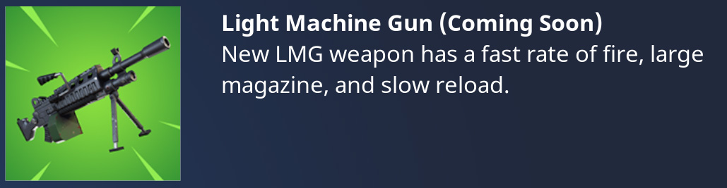 La nouvelle arme de Fornite, la LMG