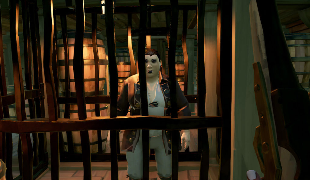 Une personne enfermée dans une prison de Sea of Thieves