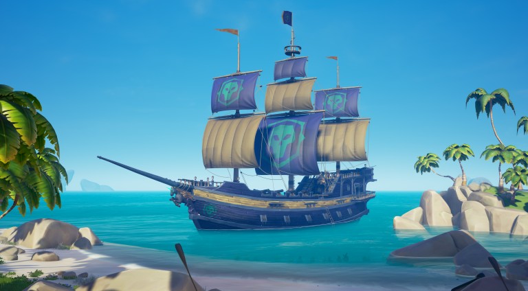 Un vaisseau de pirate une fois équipé des voiles, de la coque et de la proue légendaire