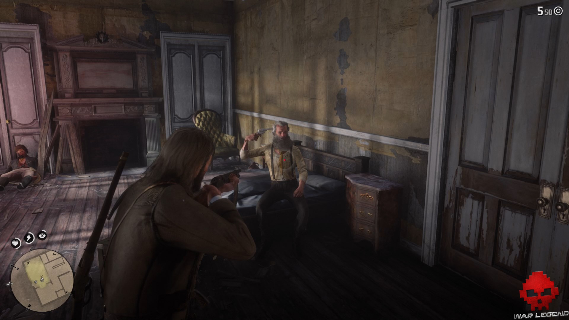 soluce red dead redemption 2 la bataille de shady belle homme en joug avec son revolver sur la tête