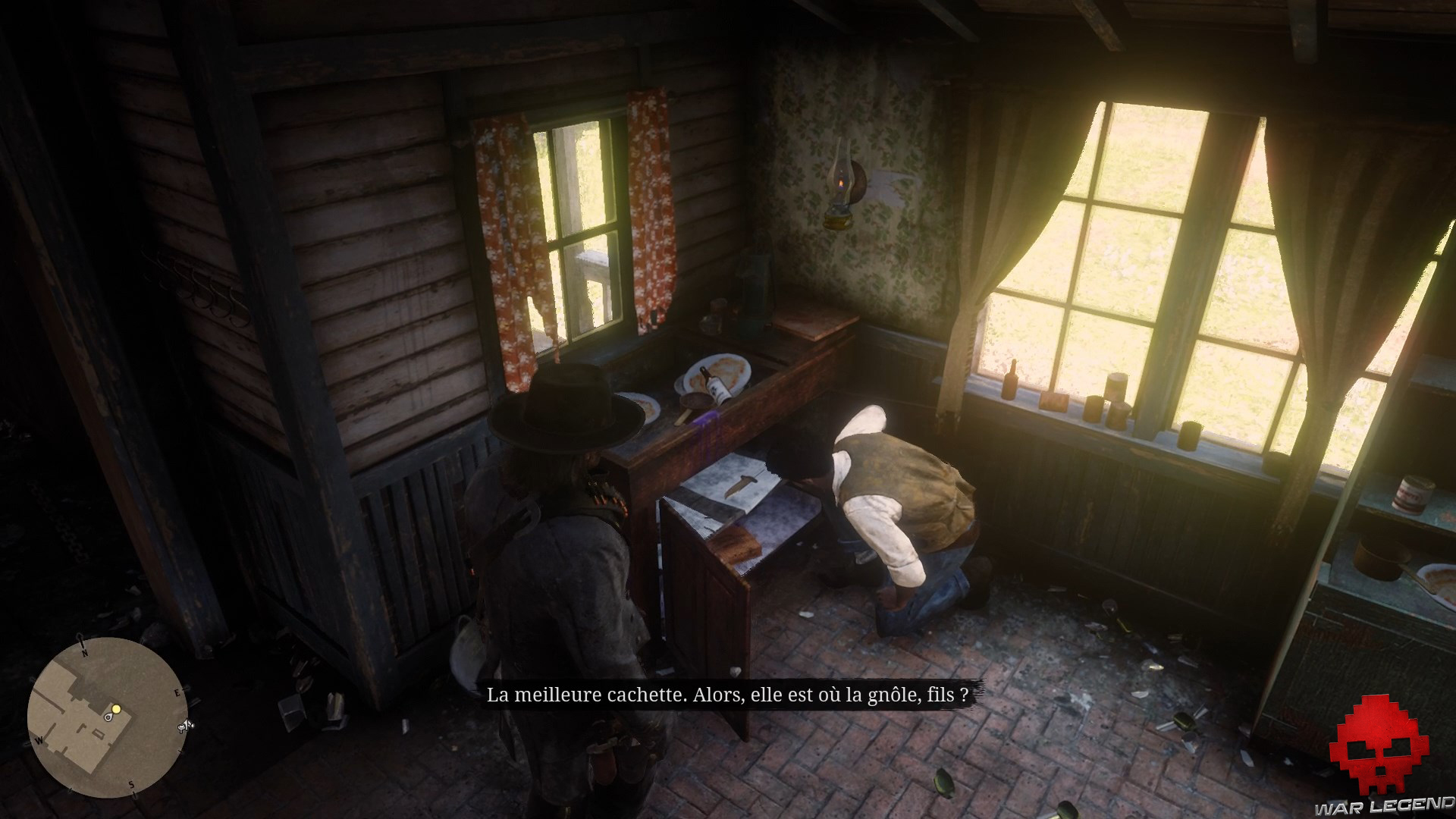 soluce red dead redemption 2 l'usure et autres péchés homme penché à regarder sous l'évier