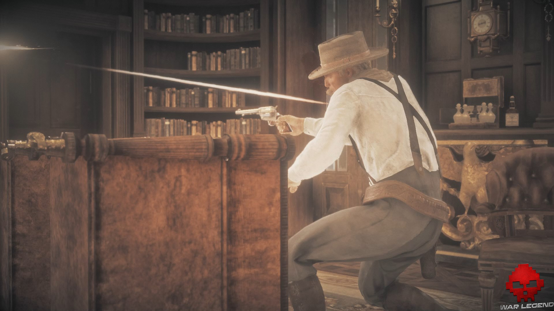 soluce red dead redemption 2 querelles d'hier et d'aujourd'hui ennemi retranché derrière bureau se prenant une balle