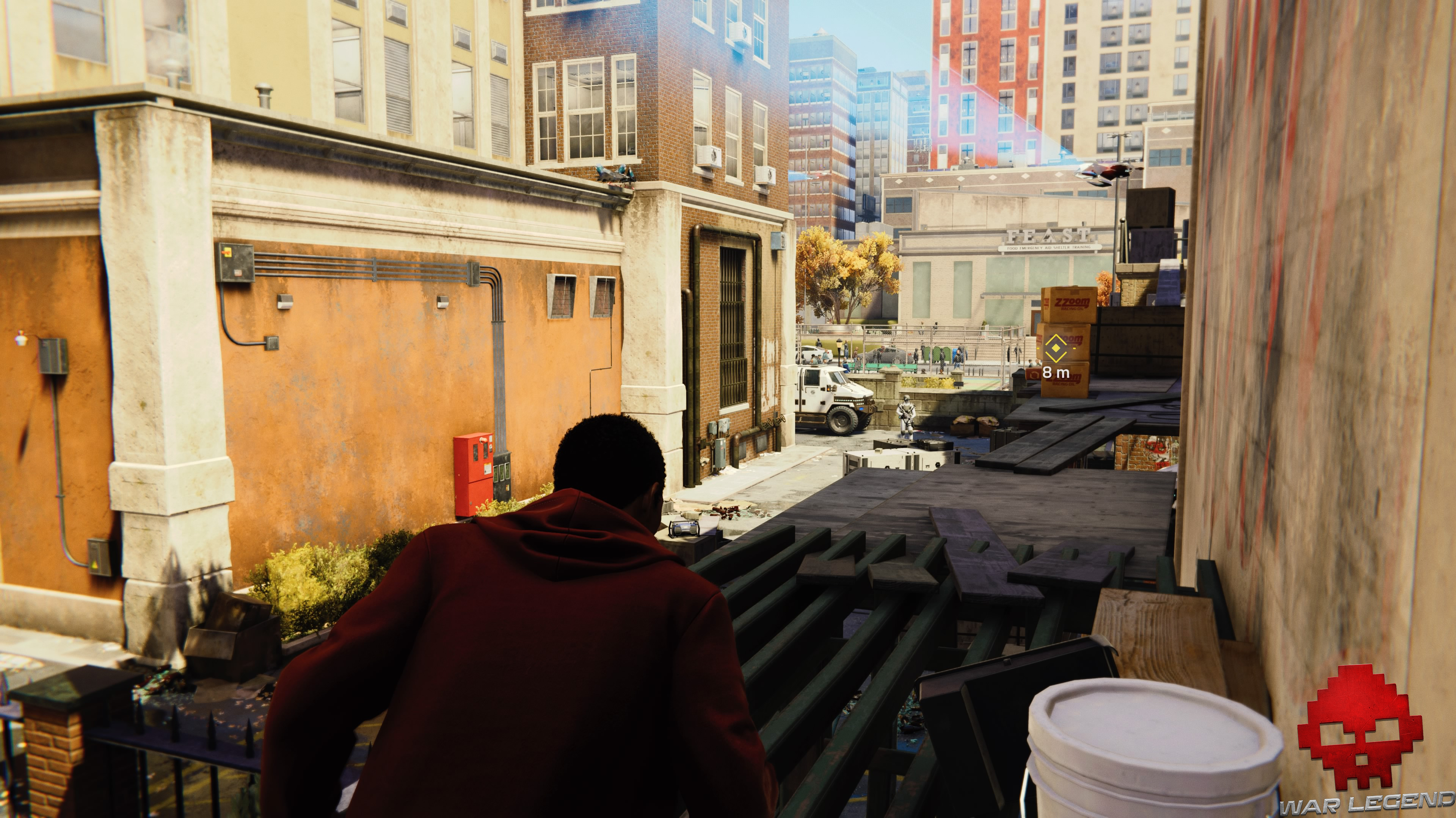 soluce spider-man premier jour Miles Morales sur un échafaudage devant un drone