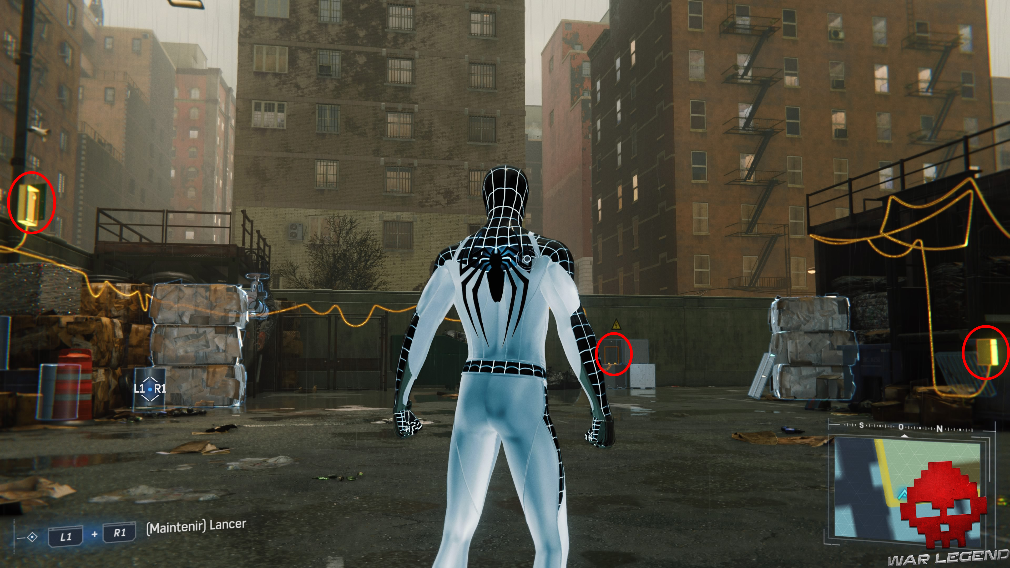 solution spider-man double jeu trois lignes de courant, boîtiers de dérivation entourés