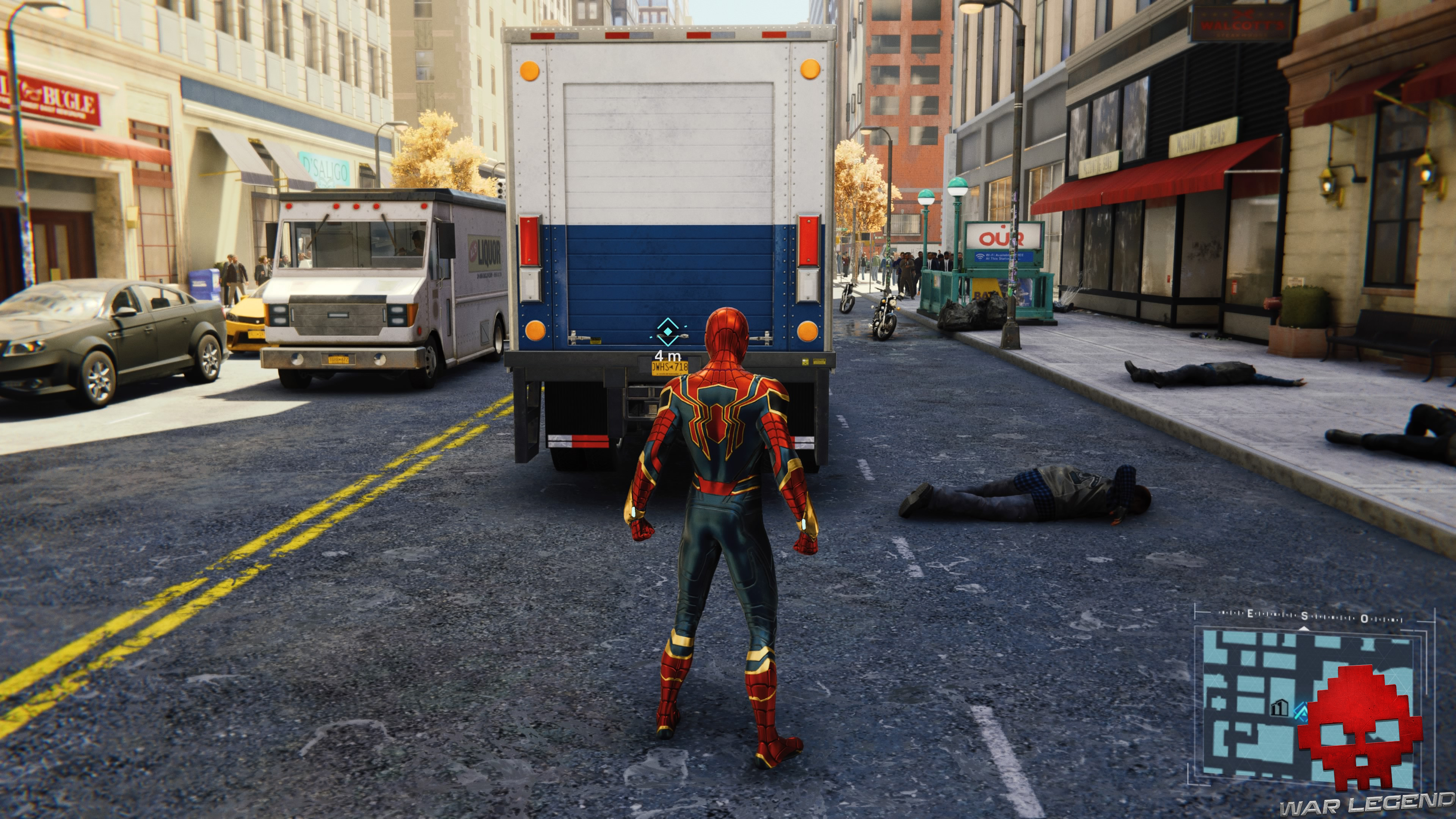 solution spider-man tombstone sur la brèche - spider-man derrière un camion