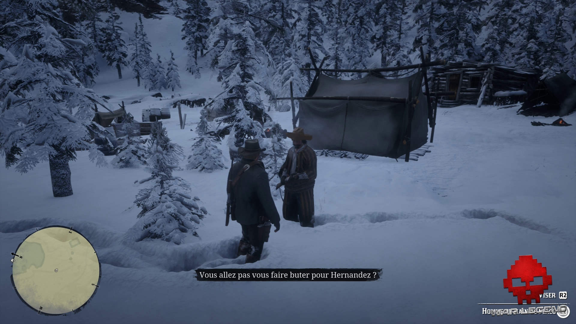 Soluce Red Dead Redemption 2 De grands hommes, et une femme Arthur discute avec un bandit de Flaco Hernandez
