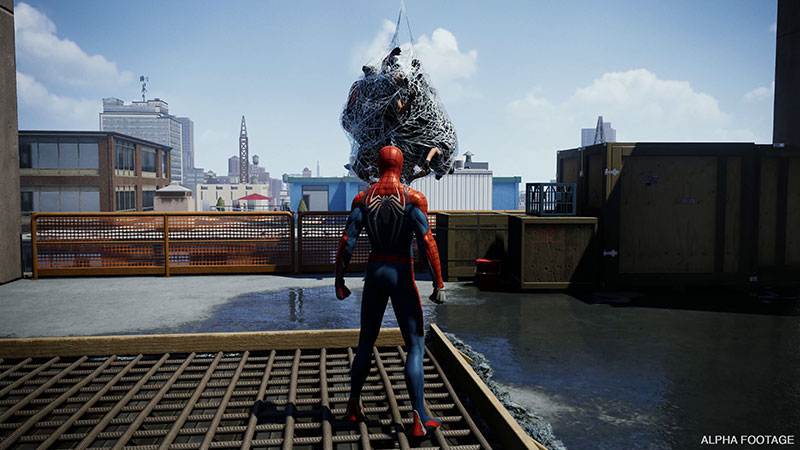 Spider-Man face à un ramassis d'ennemis bloquer dans sa toile