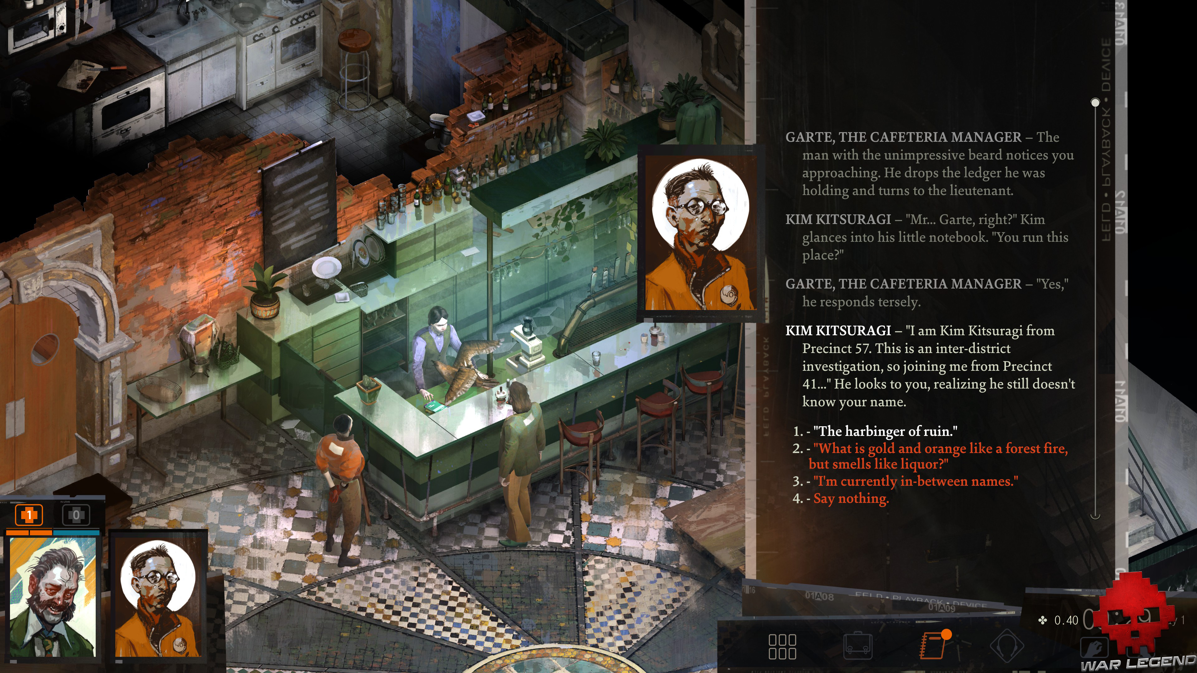 test Disco Elysium - conversation Kim