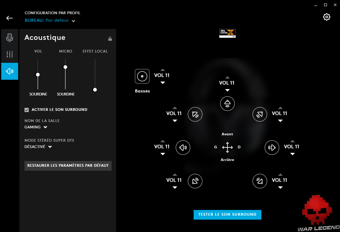 test logitech g pro x g hub écran surround
