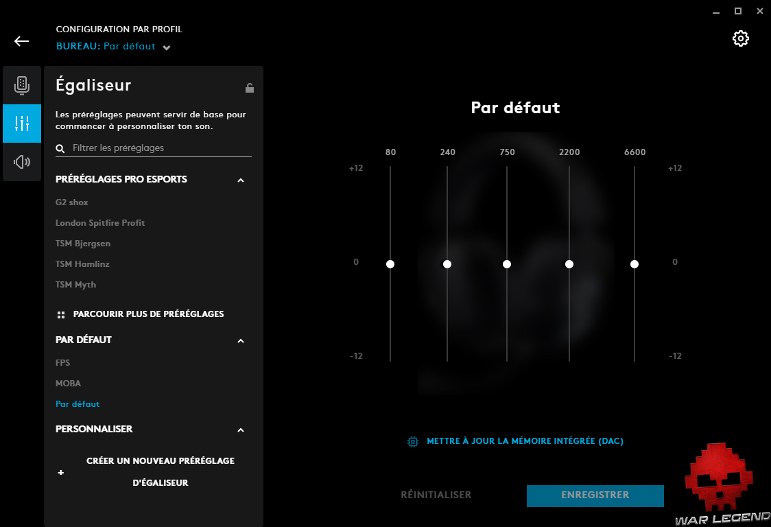 test logitech g pro x g hub écran égaliseur