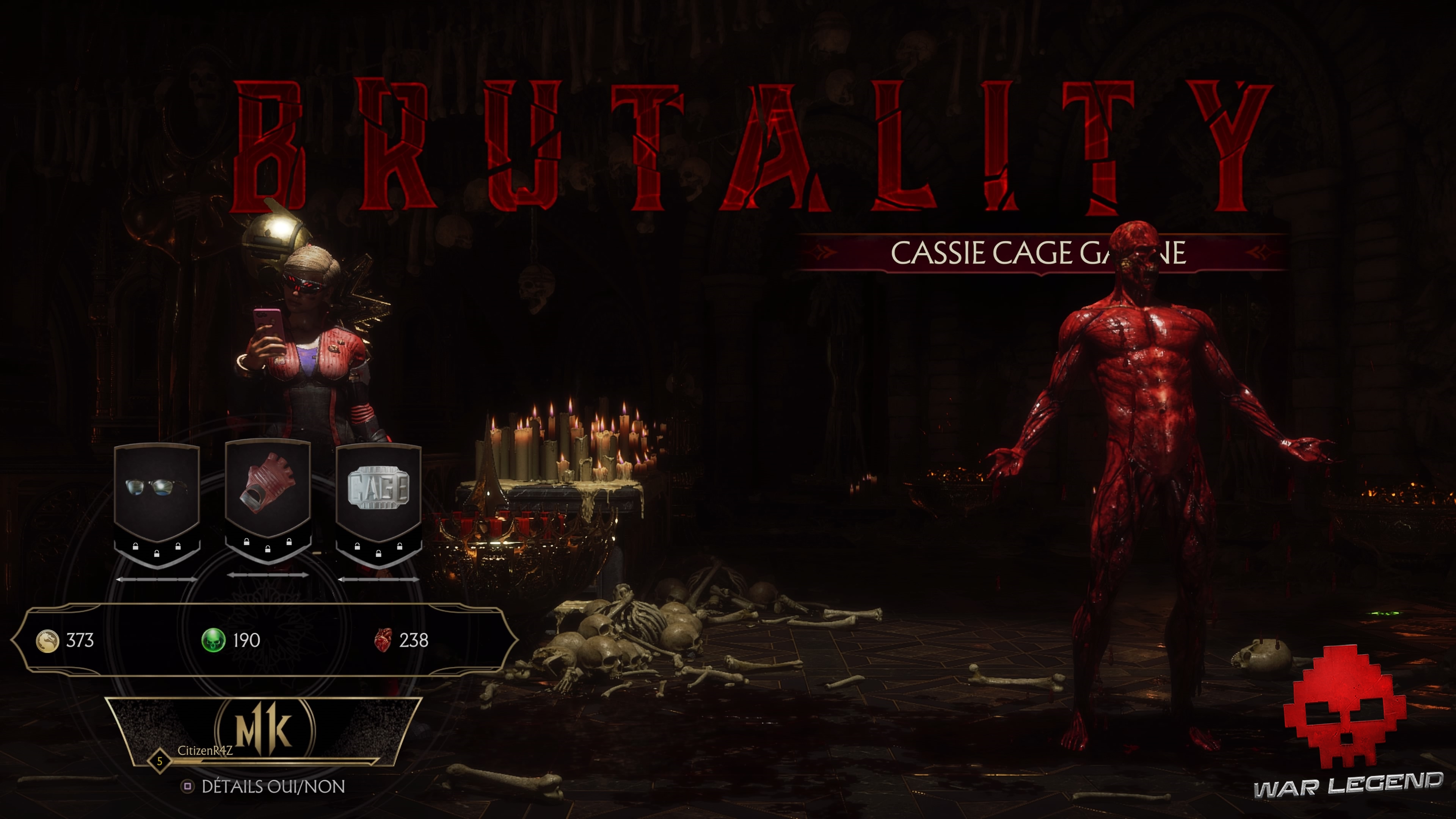 Test Mortal Kombat 11 - Brutality de Cassie Cage