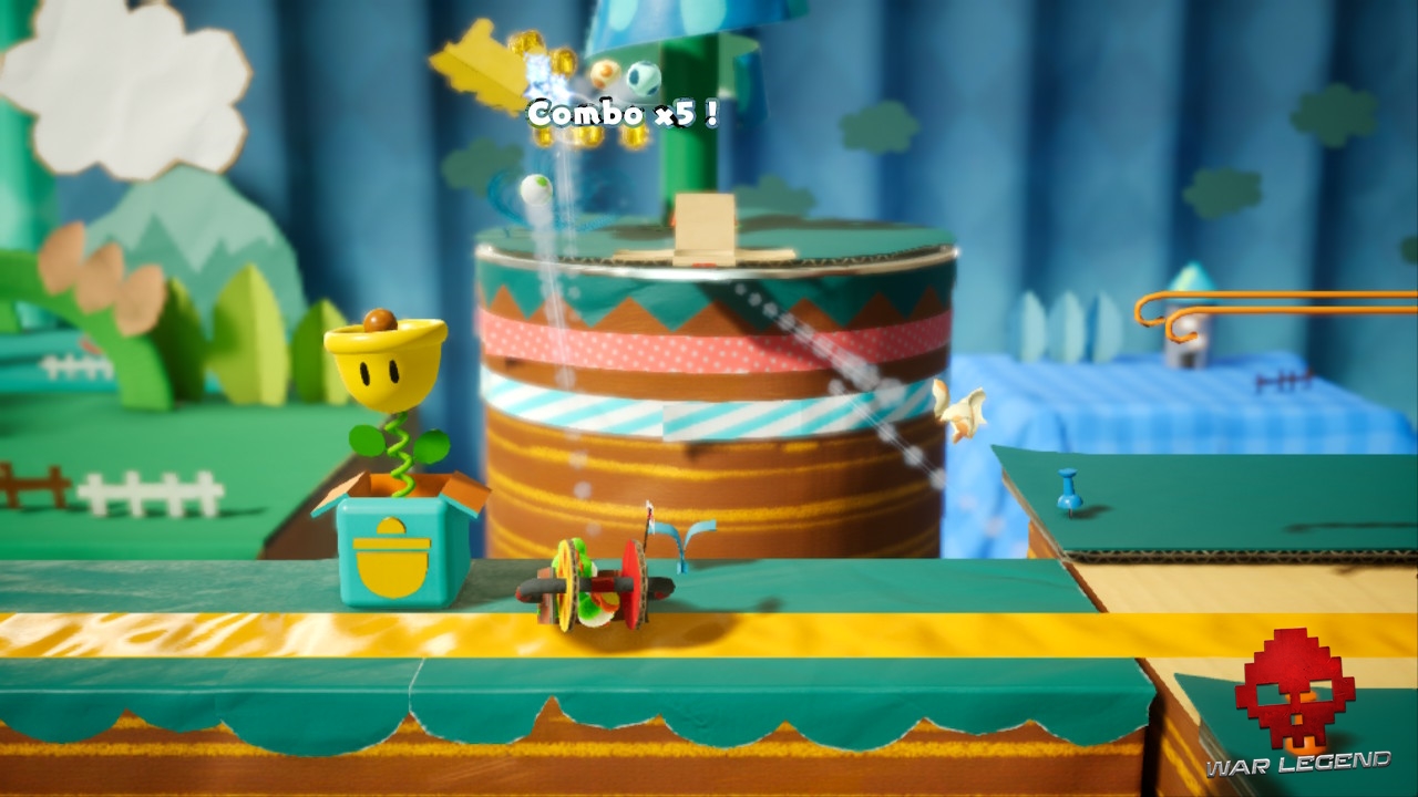 Test Yoshi's Crafted World - tir sur l'arrière plan