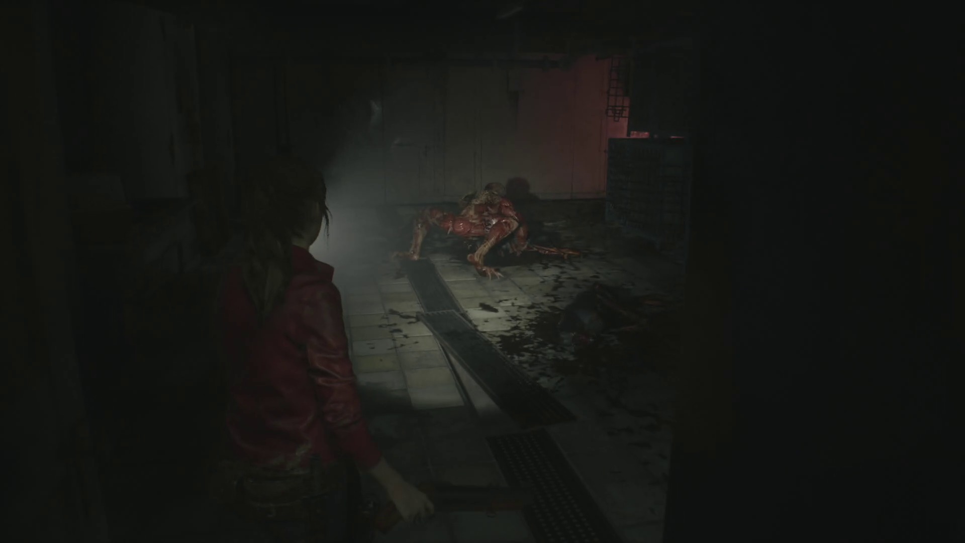 aperçu Resident Evil 2 Remake Claire Redfield surprend un Licker en train de manger